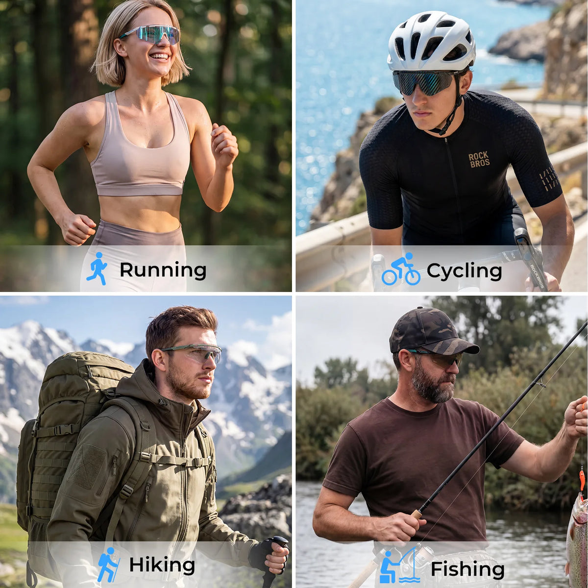 ROCKBROS SP414 Revo photochromic cycling sunglasses with UV400 protection, windproof sports eyewear for men and women.
#options_Neon Green (Photochromic)