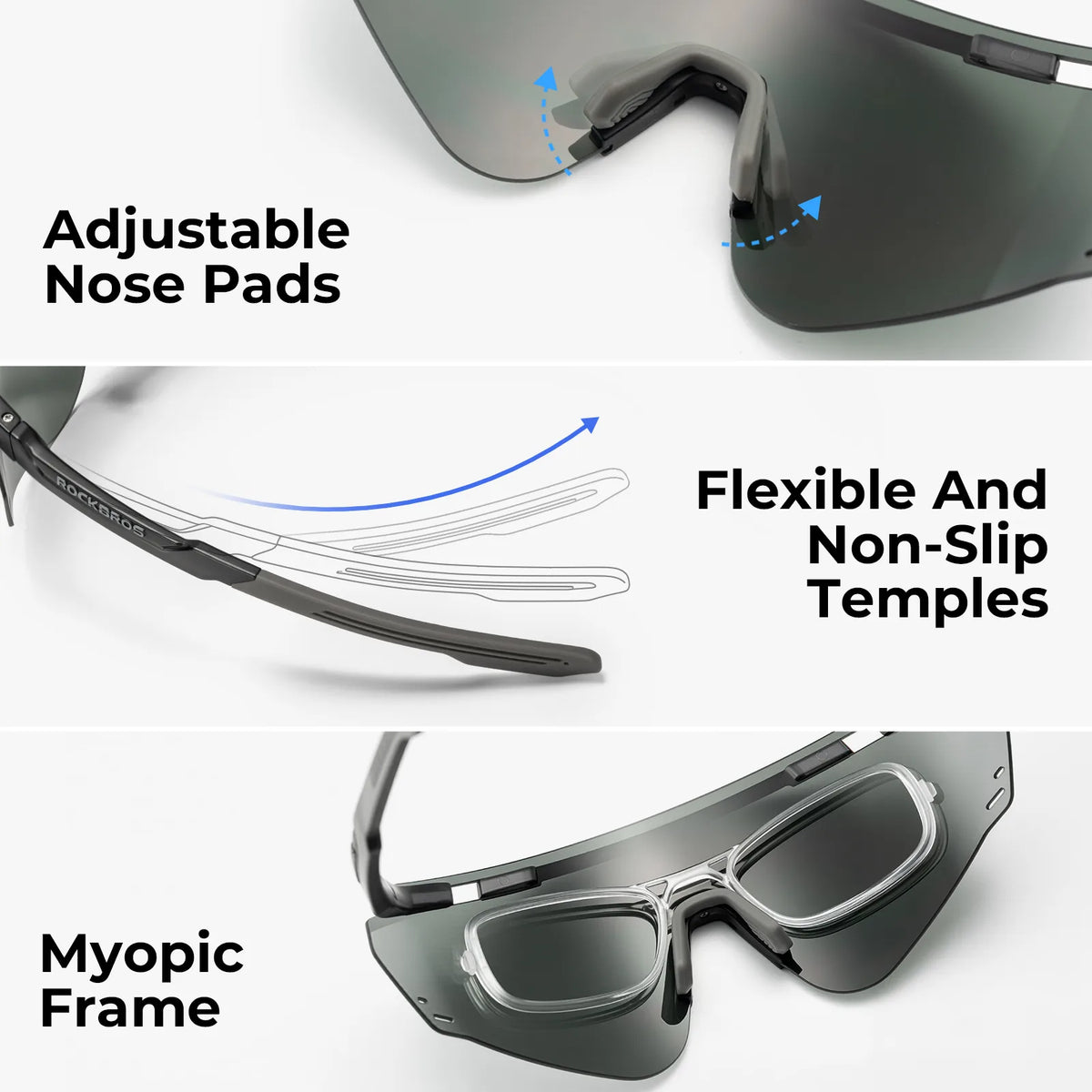 ROCKBROS SP414 Revo photochromic cycling sunglasses with UV400 protection, windproof sports eyewear for men and women.
#options_White (Photochromic)