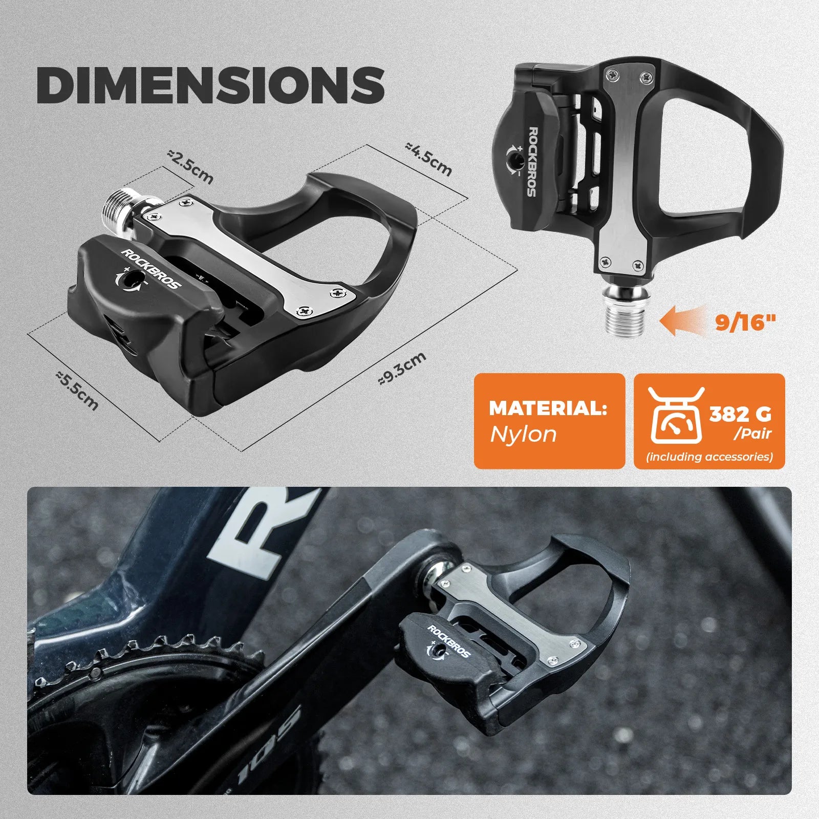 ROCKBROS Road Bike SPD Lock Pedals Fit Shimano Main Product Shot