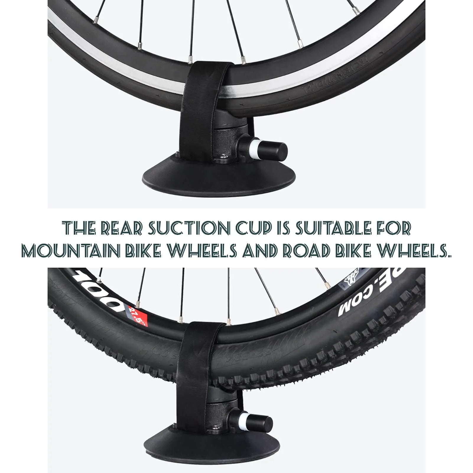ROCKBROS suction cup bike rack mounted on car roof, quick-install heavy duty carrier for 1 to 3 bikes.
#color_black