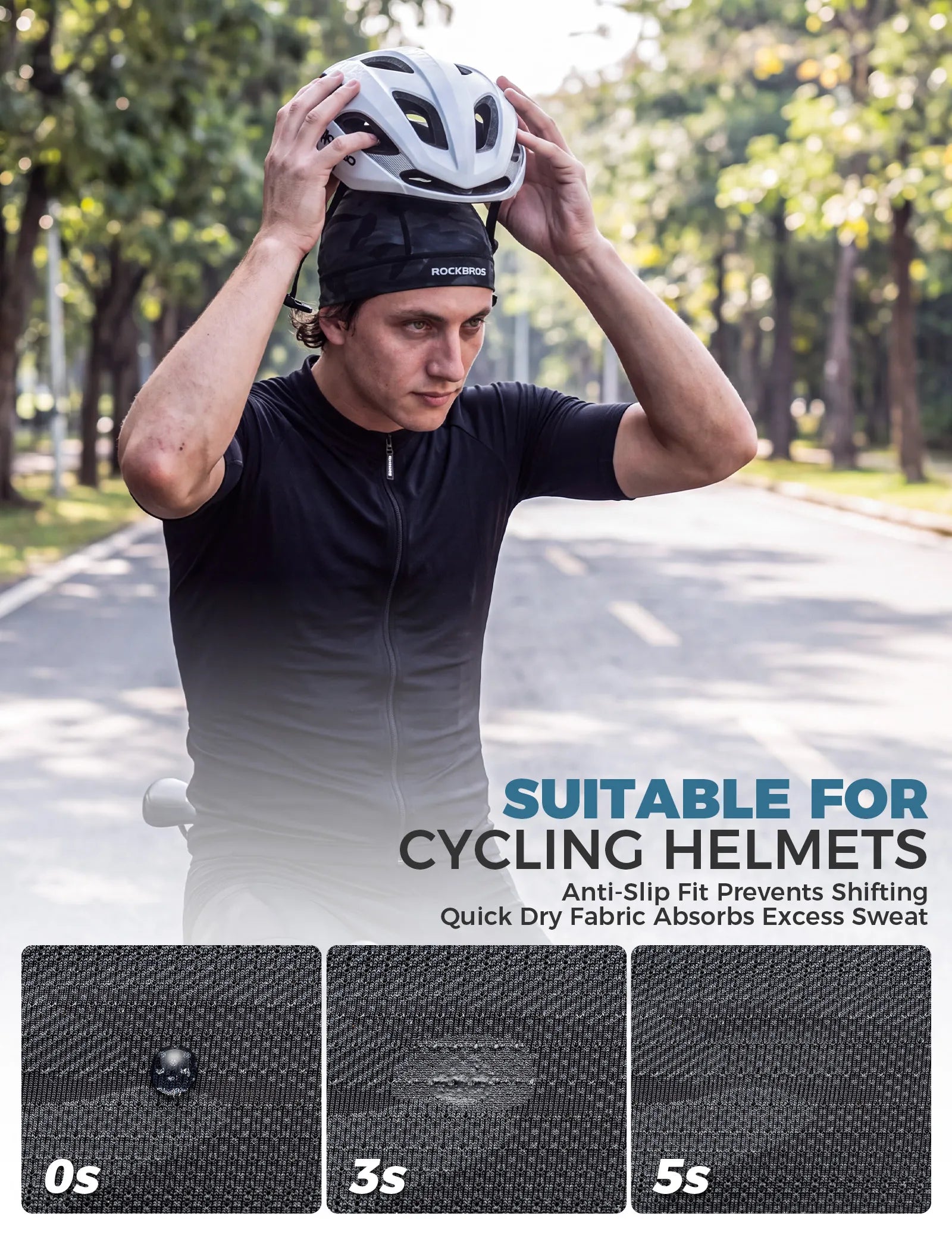 ROCKBROS summer cycling balaclava in speckled pattern with breathable mouth mesh.
#options_Grey
