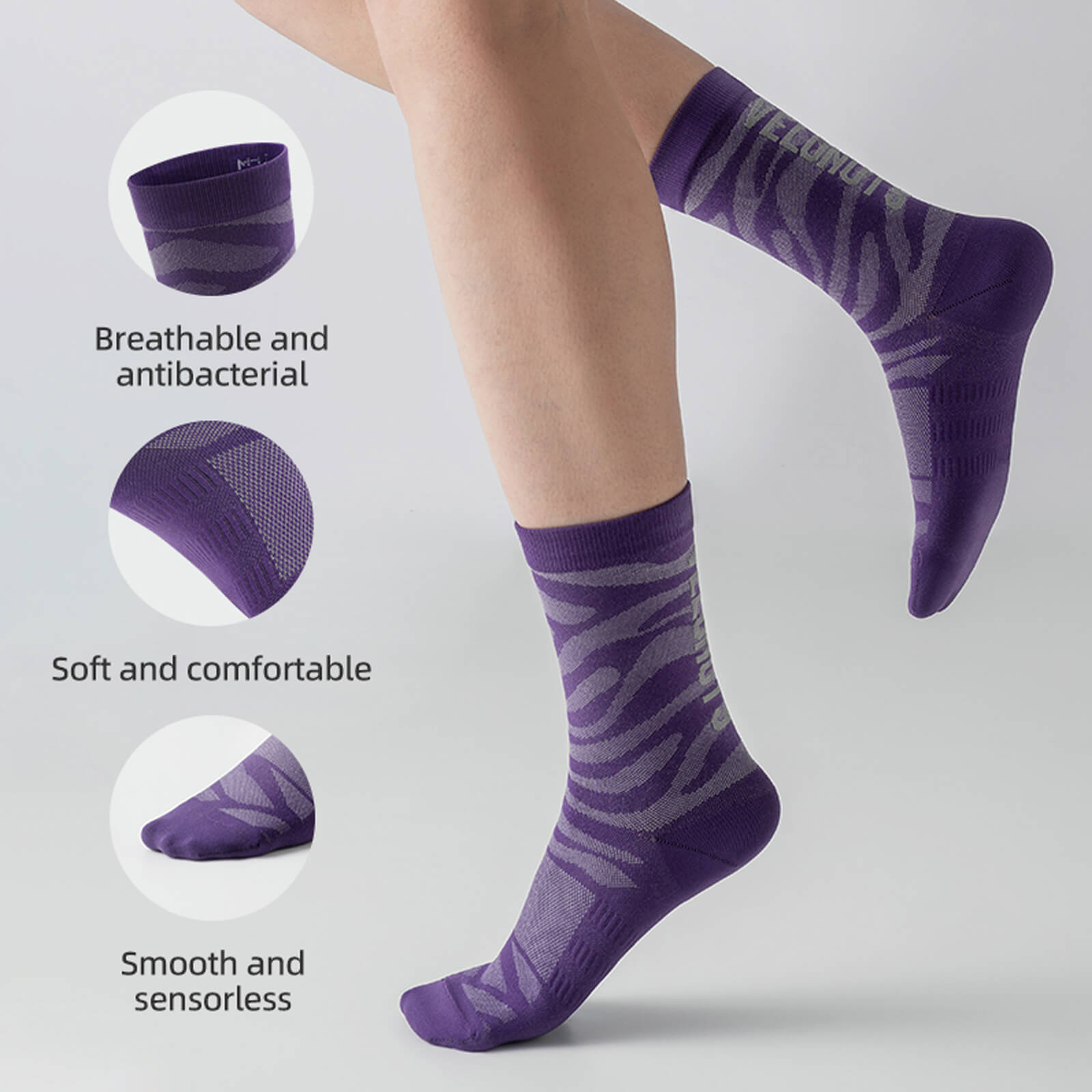 rockbros tiger stripe performance socks for active wear.
#color_grey