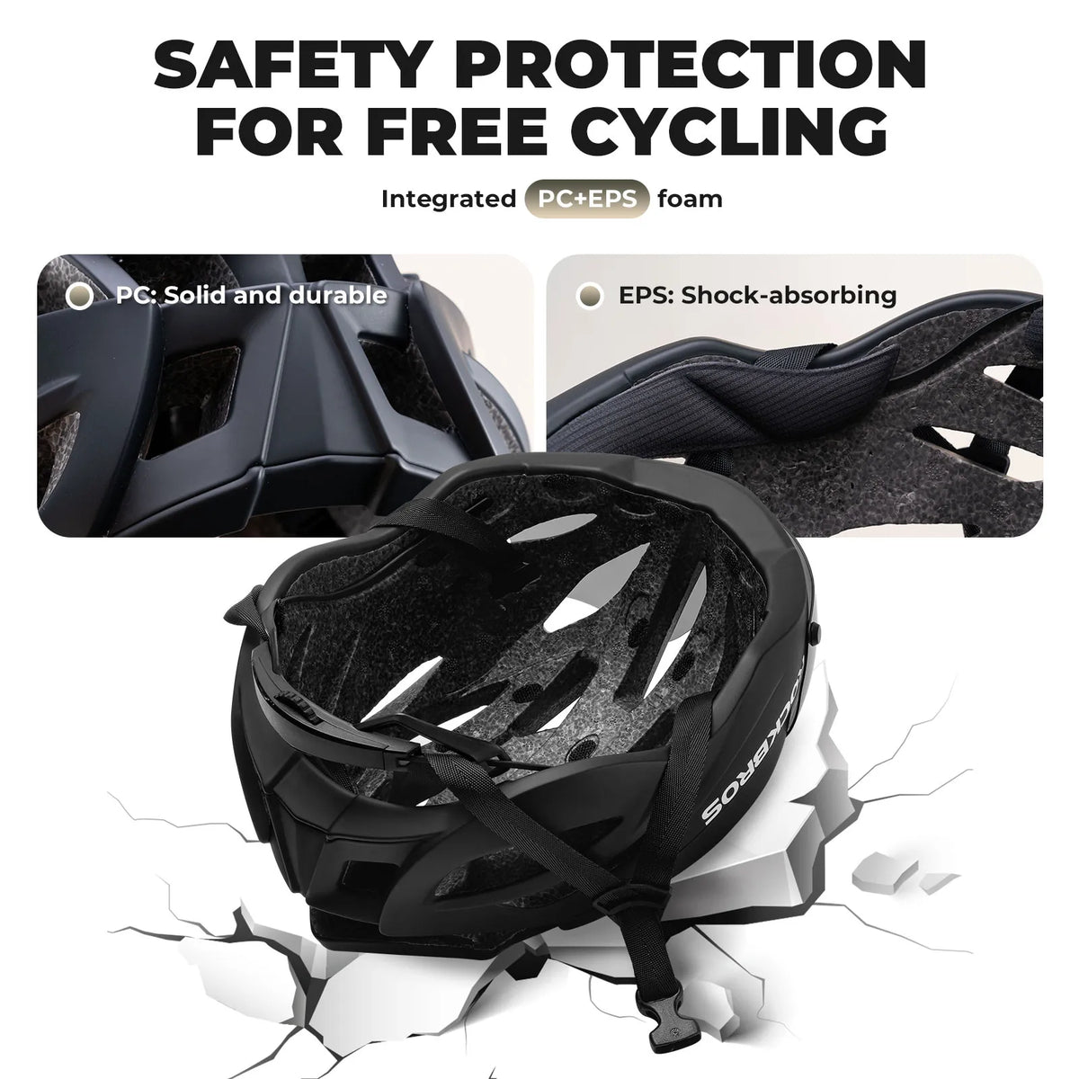 White and black color options of ROCKBROS Trail bicycle helmet.
#options_Black + Photochromic lenses