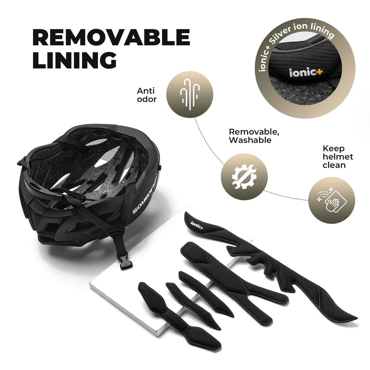 White and black color options of ROCKBROS Trail bicycle helmet.
#options_White + Photochromic lenses