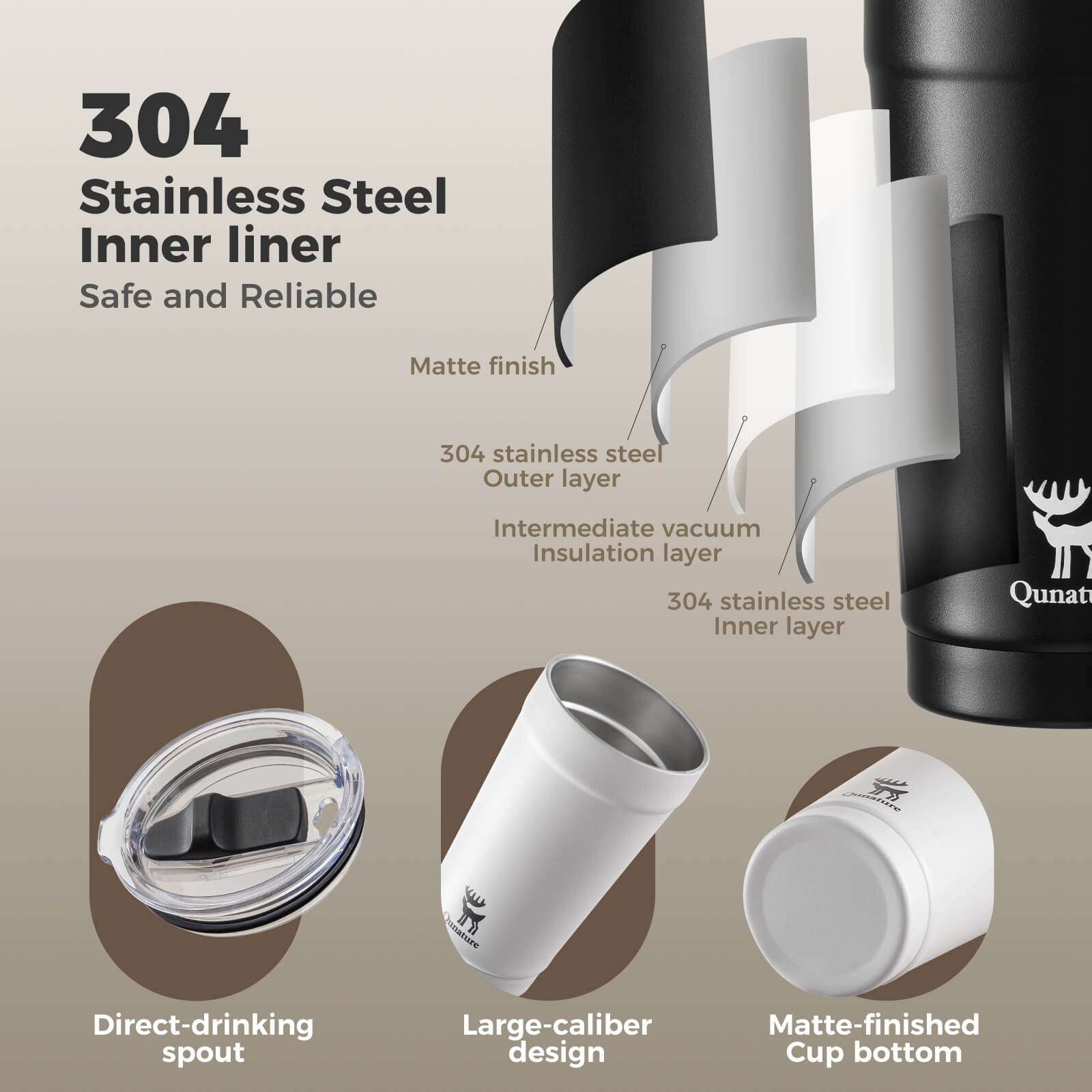 rockbros keepfresh stainless coffee cup for daily commute.
#color_black