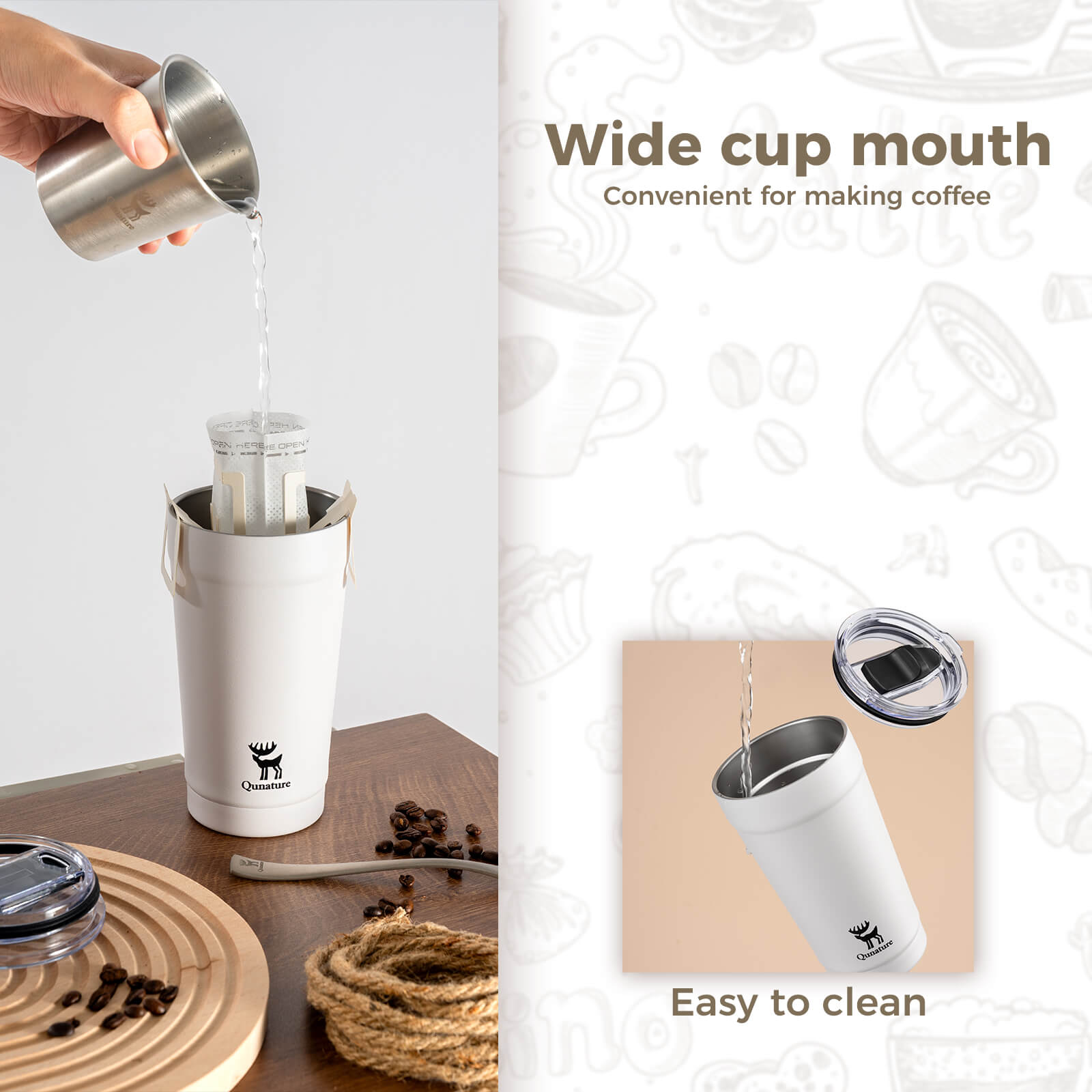 rockbros keepfresh stainless coffee cup for daily commute.
#color_grey