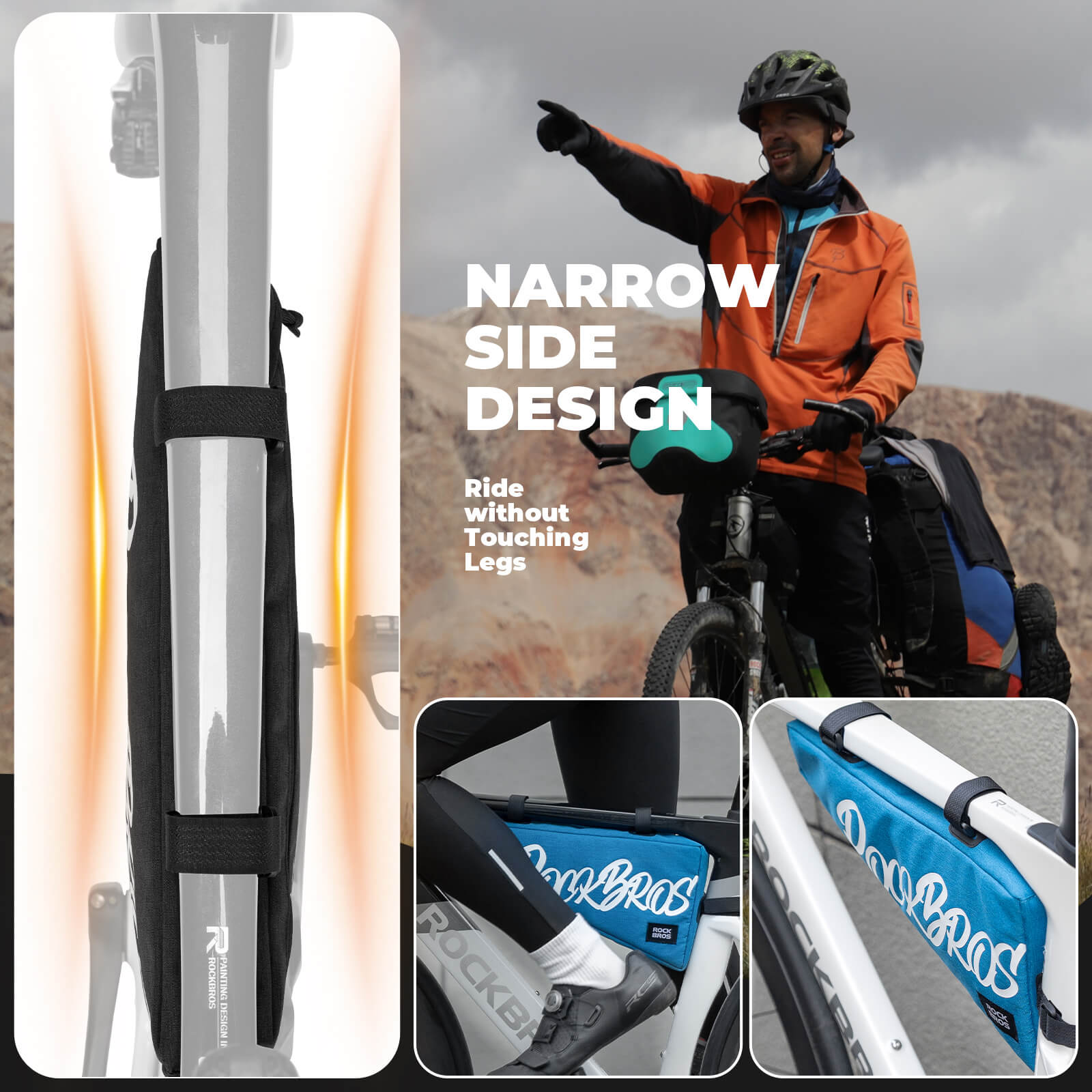 rockbros large triangle frame bag for cycling travel
#color_black