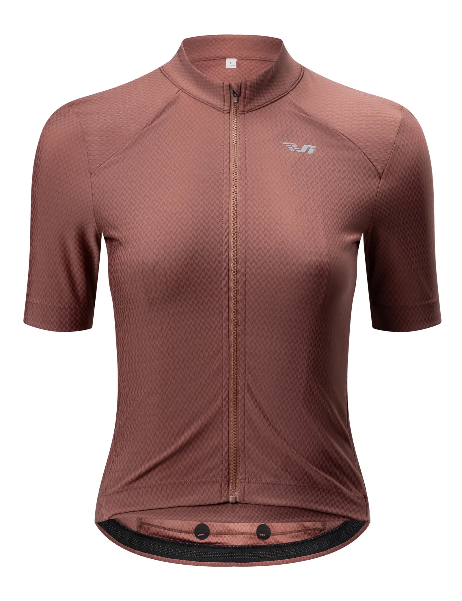 ROCKBROS TVI women's 2-in-1 layered short sleeve cycling jersey in front view
#color_Black Red
