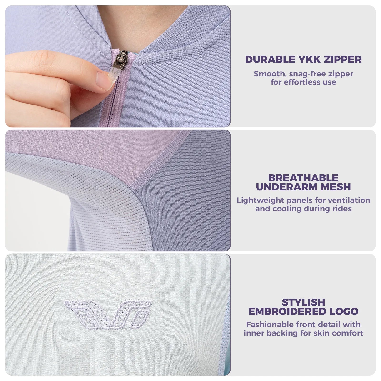 Rockbros TVI Women's Long Sleeve Cycling Jersey in Vibrant Ride - Front View.
#color_sky blue
