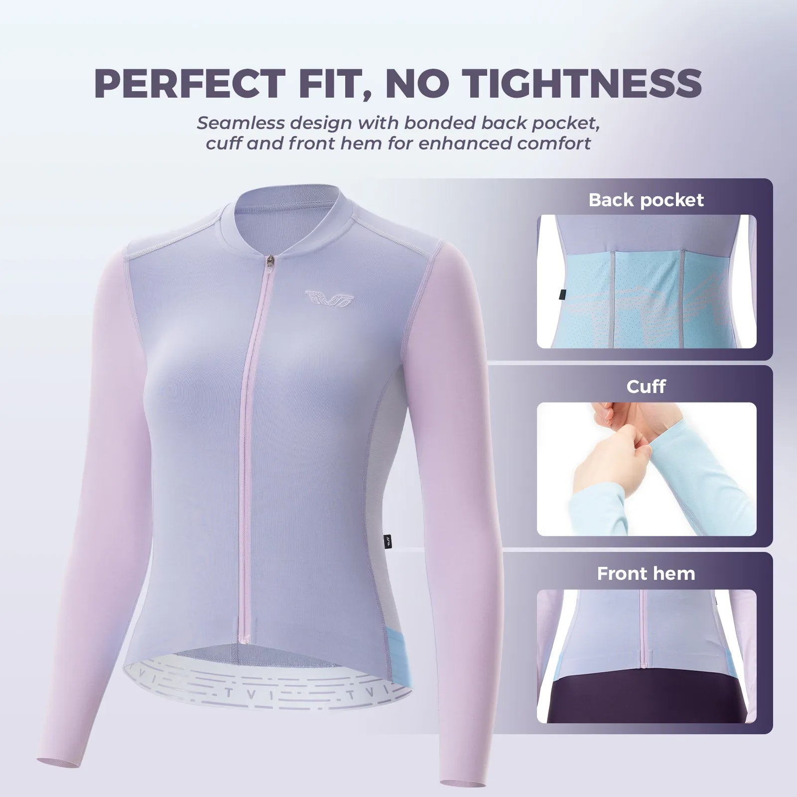Rockbros TVI Women's Long Sleeve Cycling Jersey in Vibrant Ride - Front View.
#color_pink