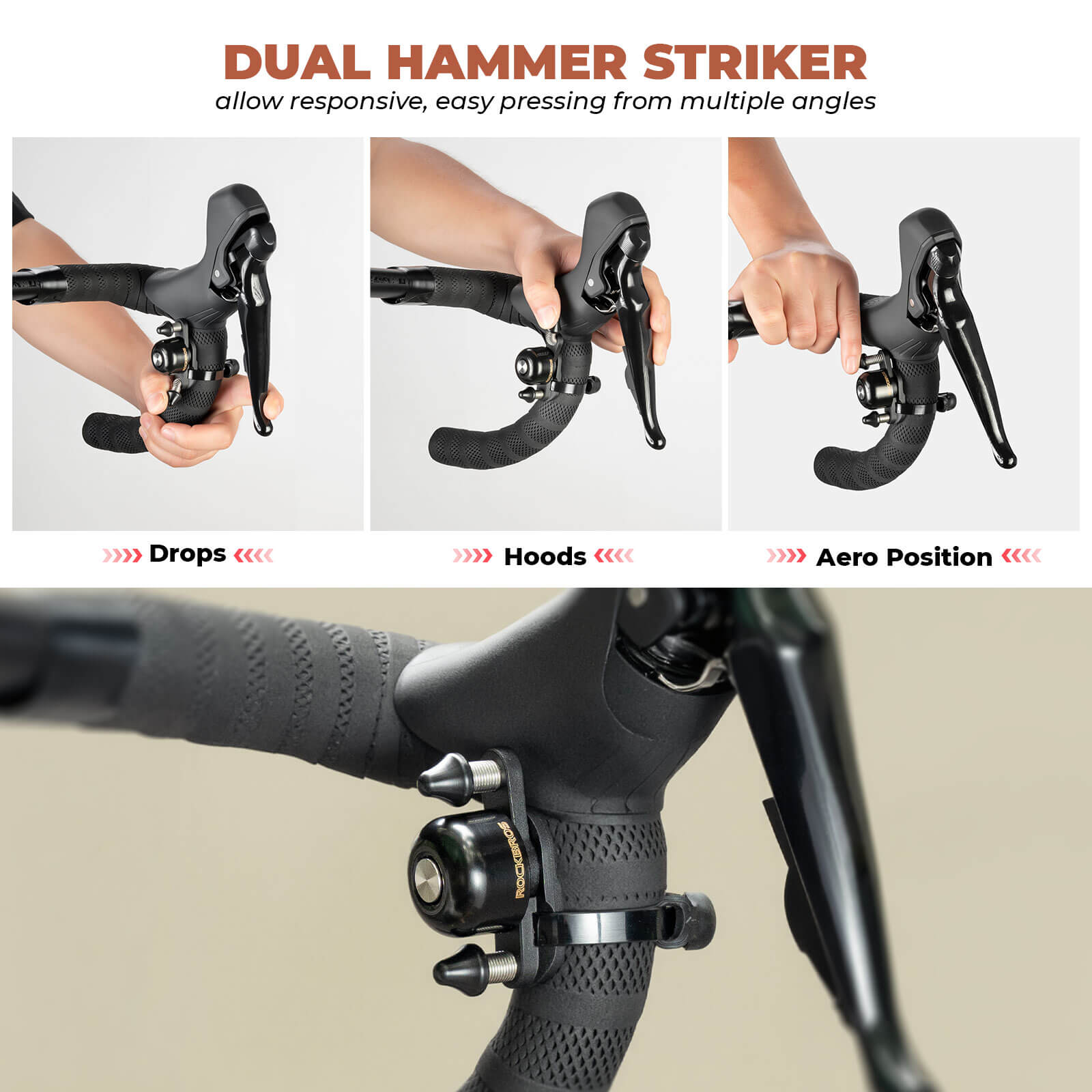rockbros twin bike bell city commuter safety
#color_black