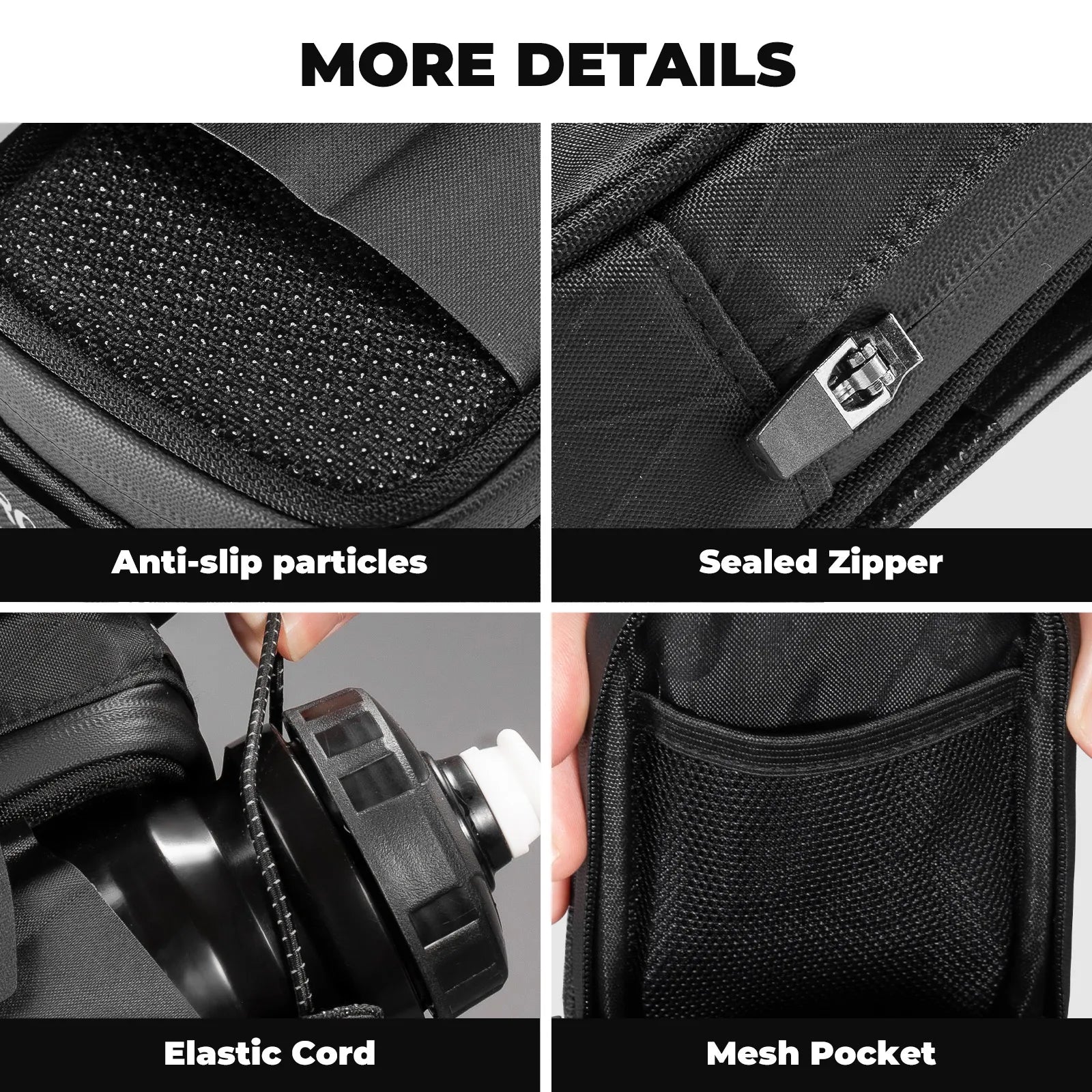ROCKBROS Twist-Lock Cycling Saddle Bag with Integrated Bottle Cage Mount #options_Grid Black