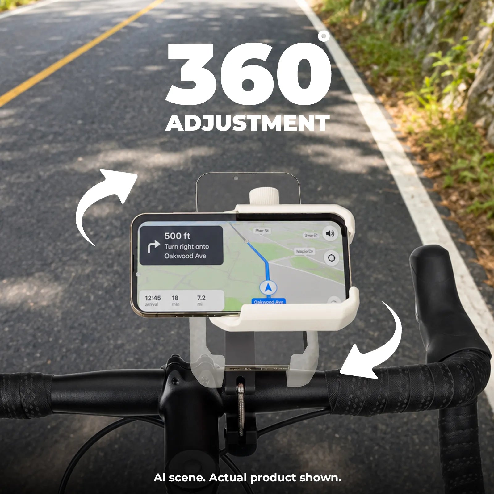 Rockbros universal bike phone holder with secure half-wrap design for 4.7 to 7.2 inch smartphones
#color_black