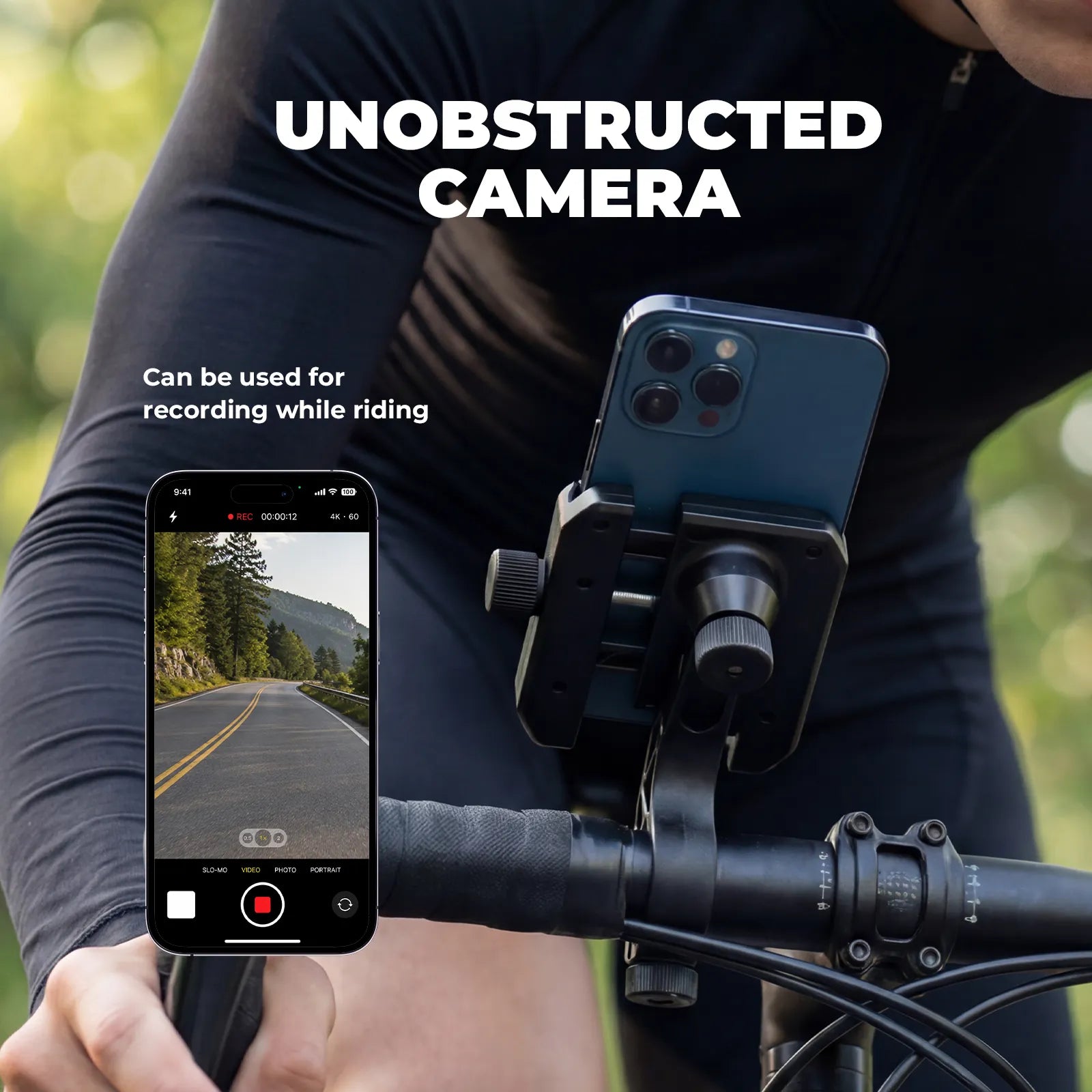 Rockbros universal bike phone holder with secure half-wrap design for 4.7 to 7.2 inch smartphones
#color_black