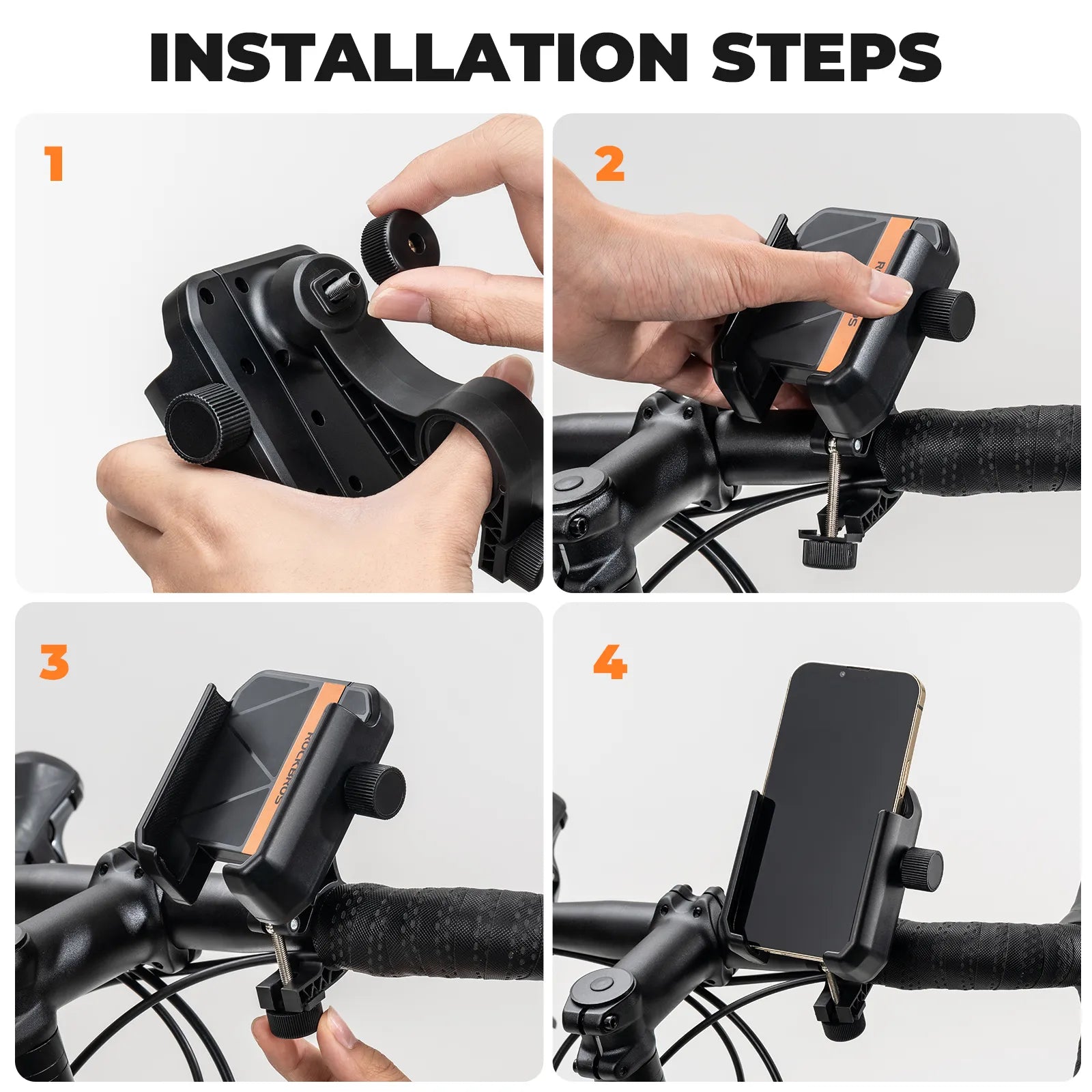 Rockbros universal bike phone holder with secure half-wrap design for 4.7 to 7.2 inch smartphones
#color_black