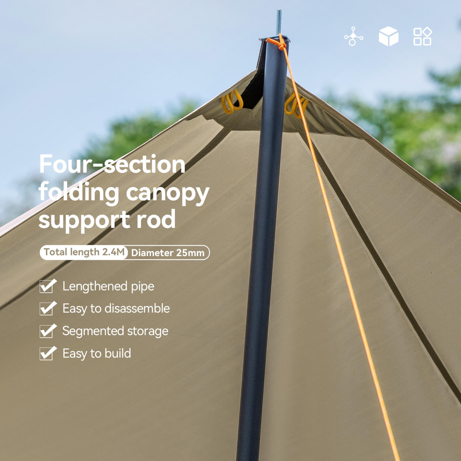 rockbros glowcamp uv-proof outdoor tarp shelter for camping.
#color_light khaki