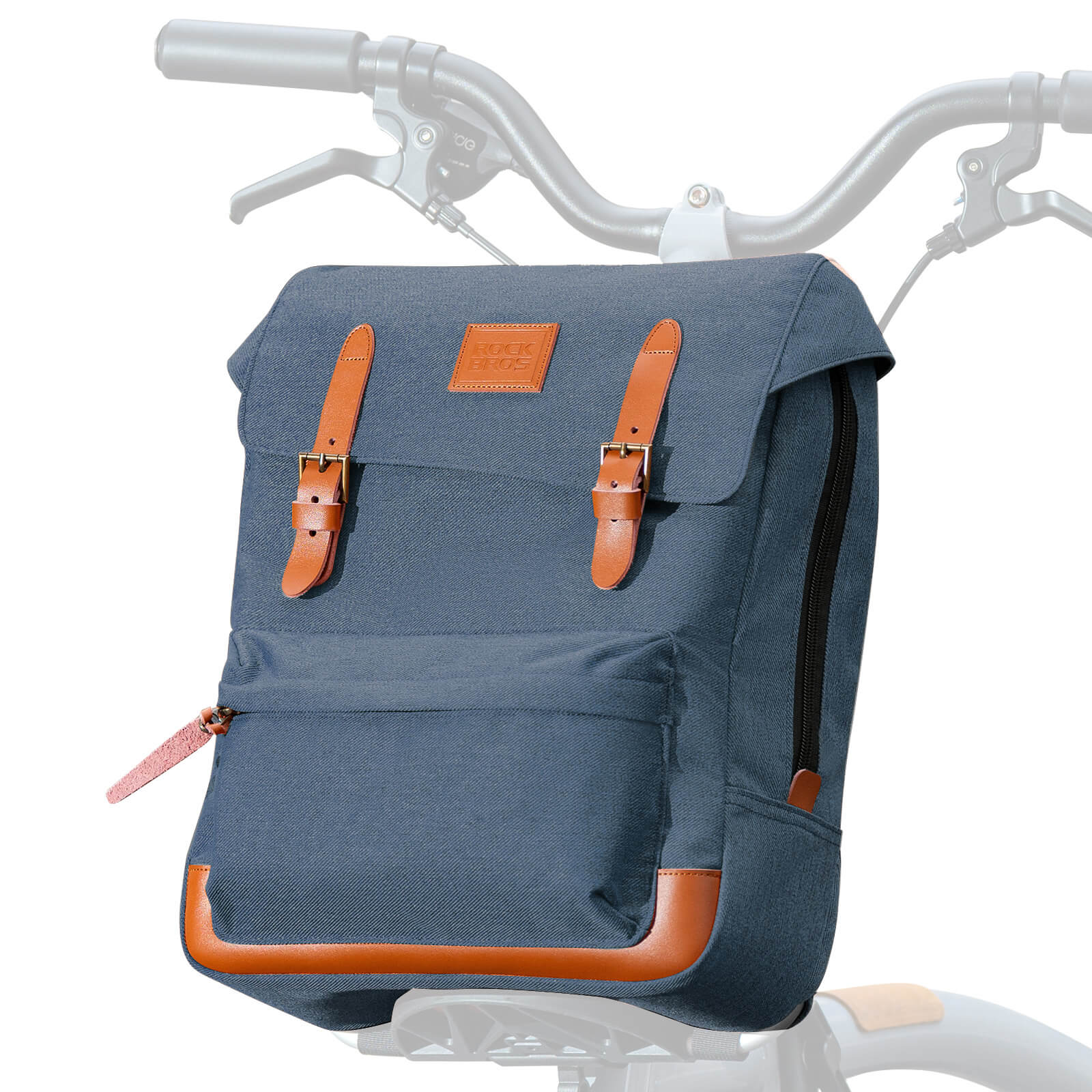 ROCKBROS vintage folding bike handlebar bag for commuting and leisure rides
#color_blue