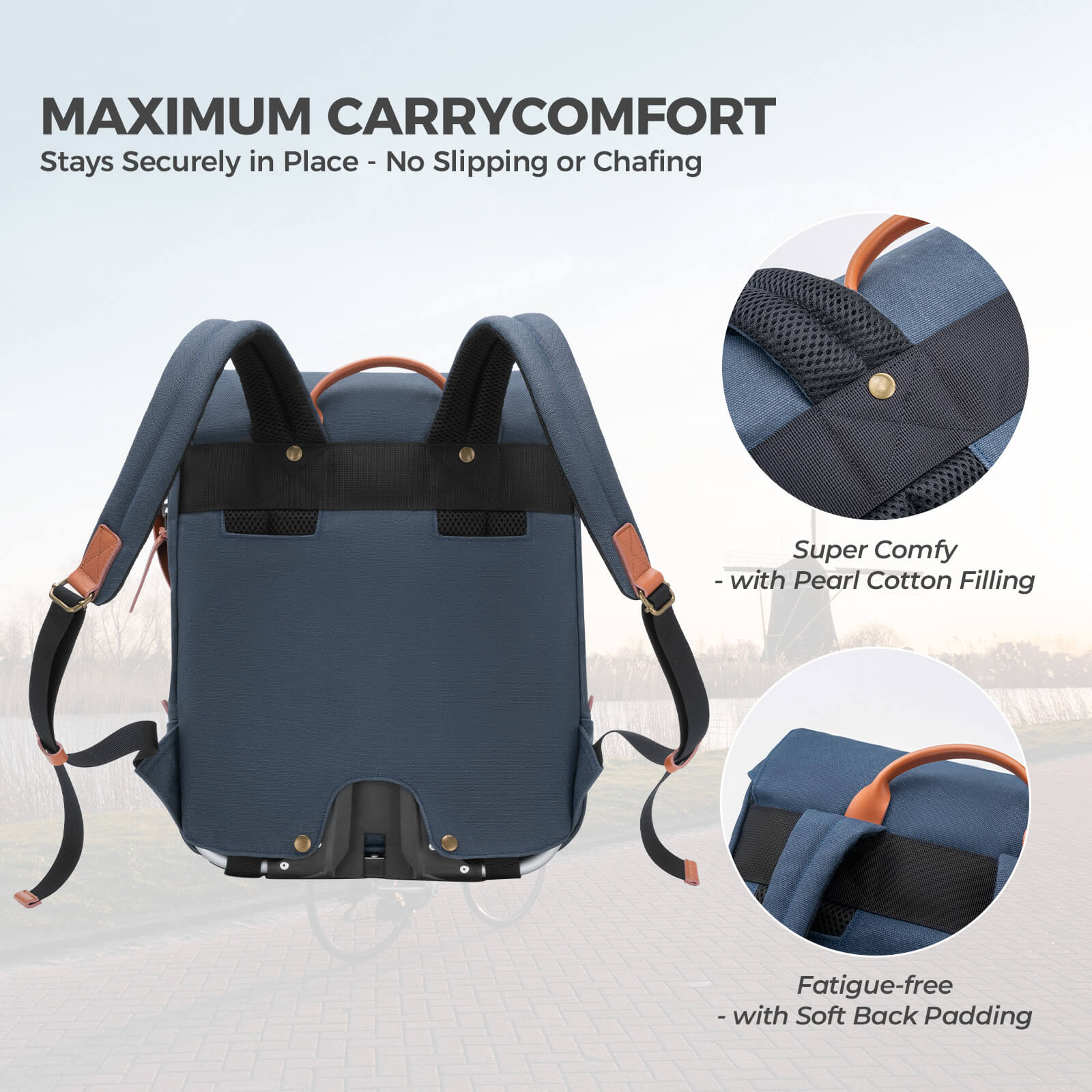 ROCKBROS vintage folding bike handlebar bag for commuting and leisure rides
#color_blue