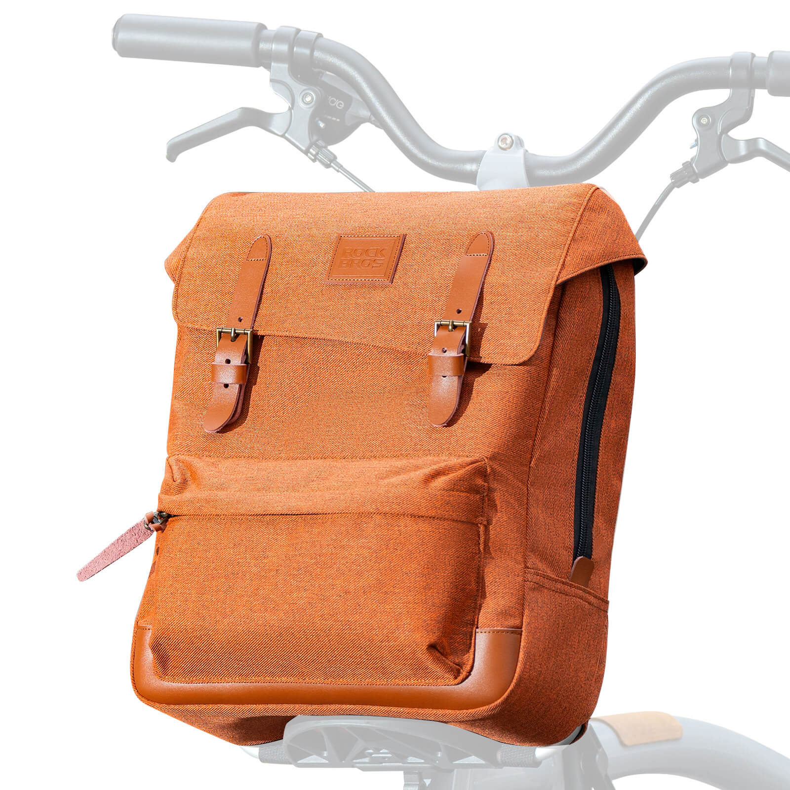ROCKBROS vintage folding bike handlebar bag for commuting and leisure rides
#color_orange