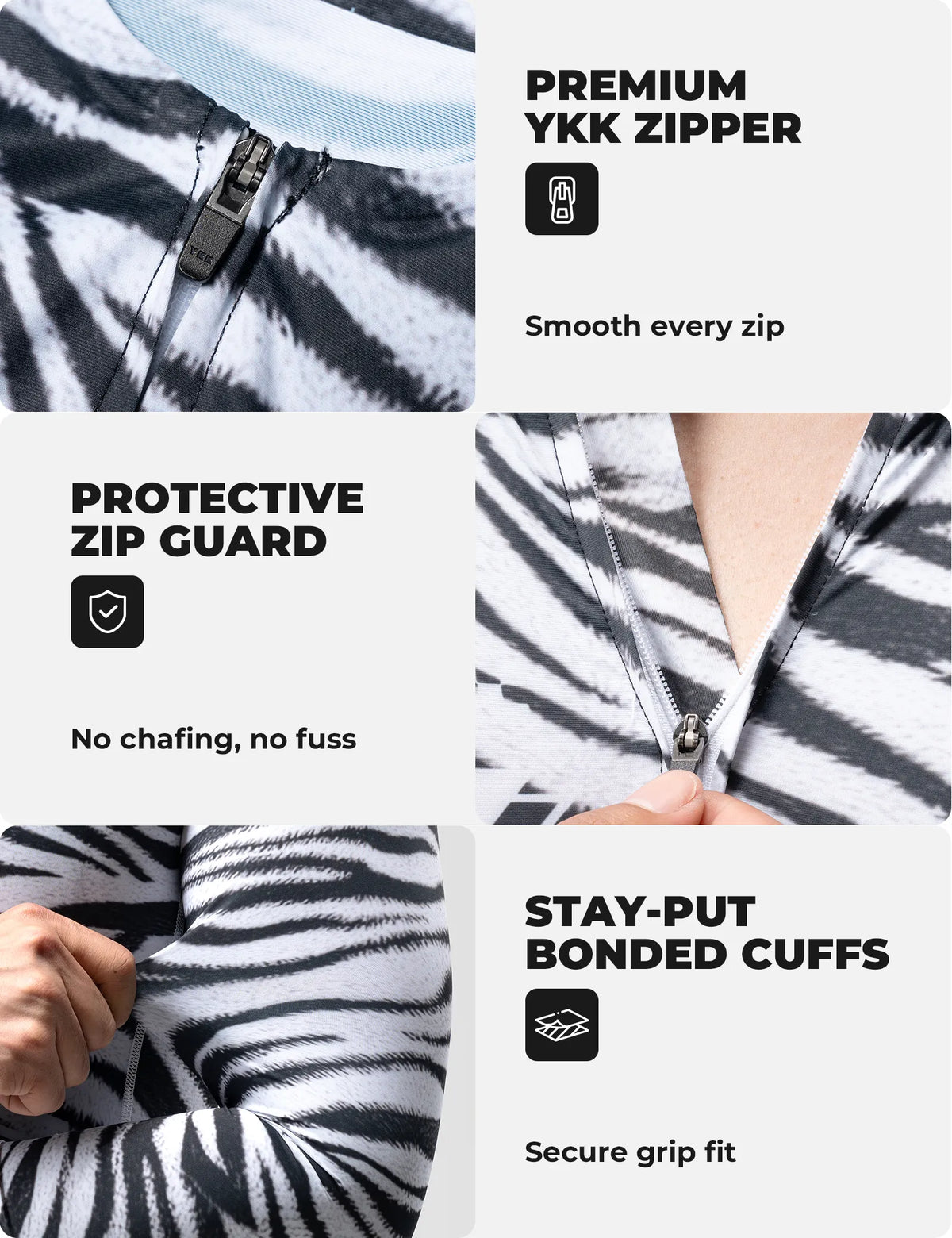ROCKBROS VNS Men's Long Sleeve Cycling Jersey Zebra Pattern Front View