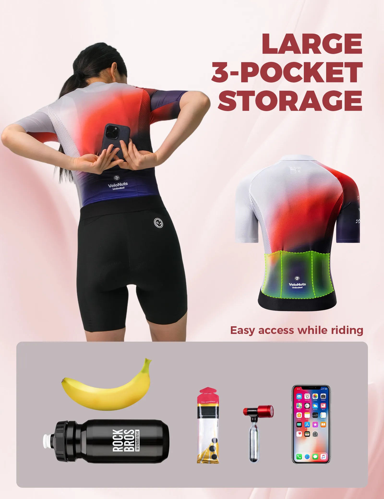 Rockbros VNS women's short sleeve cycling jersey in CloudFade design