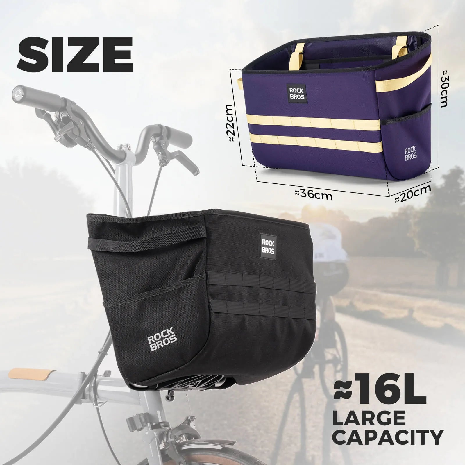 Rockbros W016 UrbanRide Folding Bike Handbag, Black Multi-functional Handbag for Urban Commuting.
#color_black