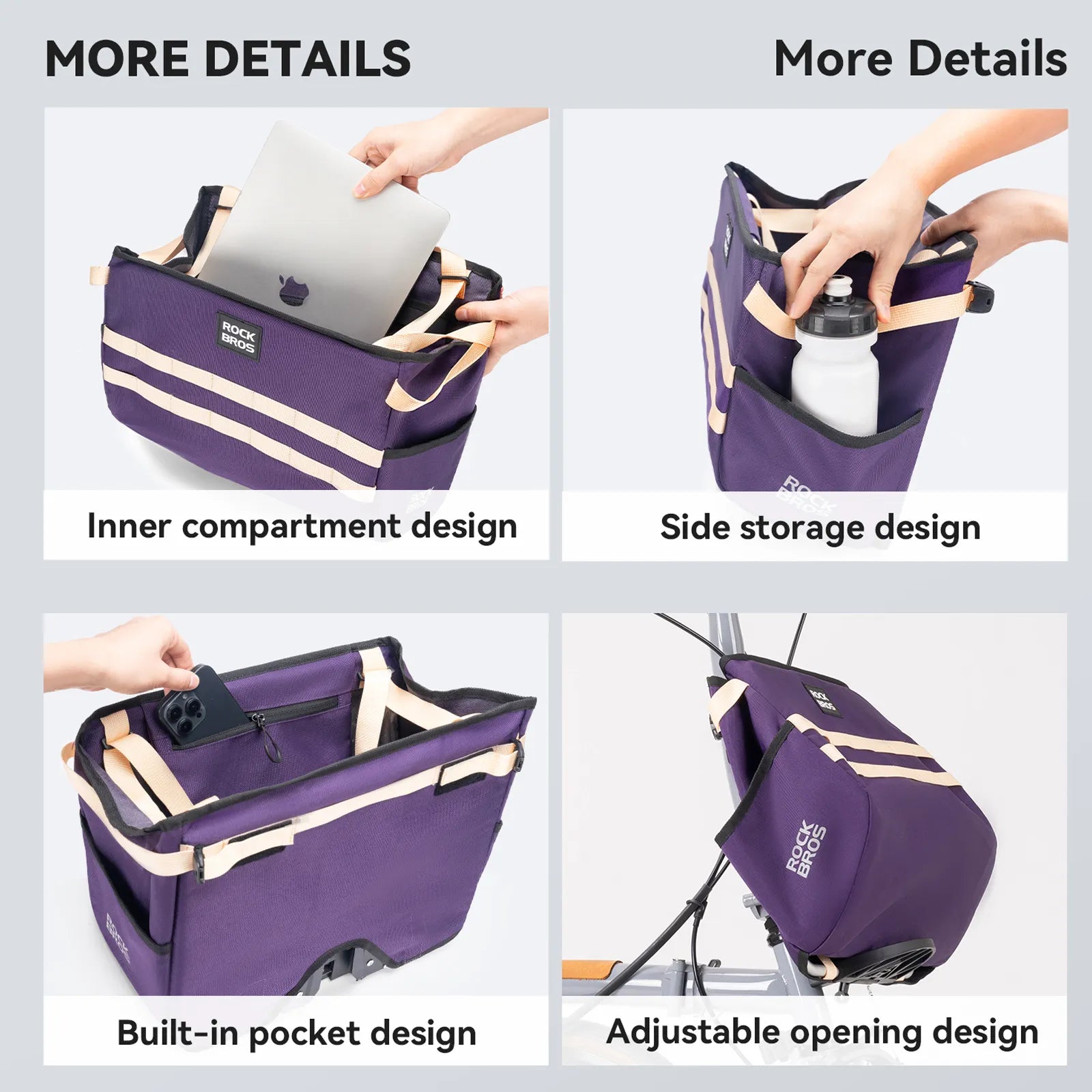 Rockbros W016 UrbanRide Folding Bike Handbag, Black Multi-functional Handbag for Urban Commuting.
#color_black