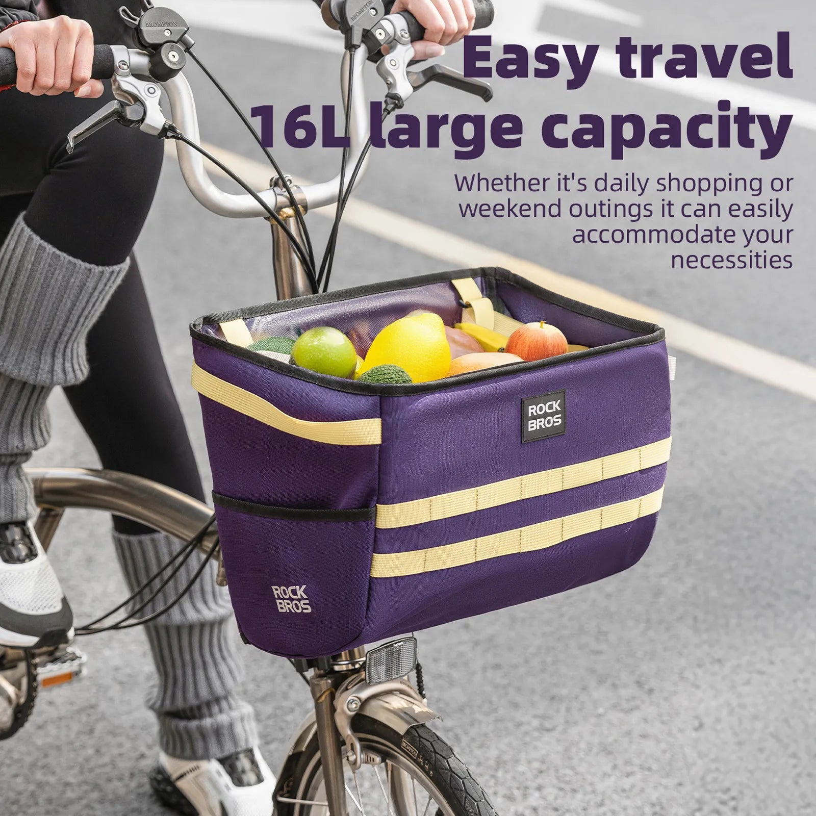 Rockbros W016 UrbanRide Folding Bike Handbag, Black Multi-functional Handbag for Urban Commuting.
#color_black