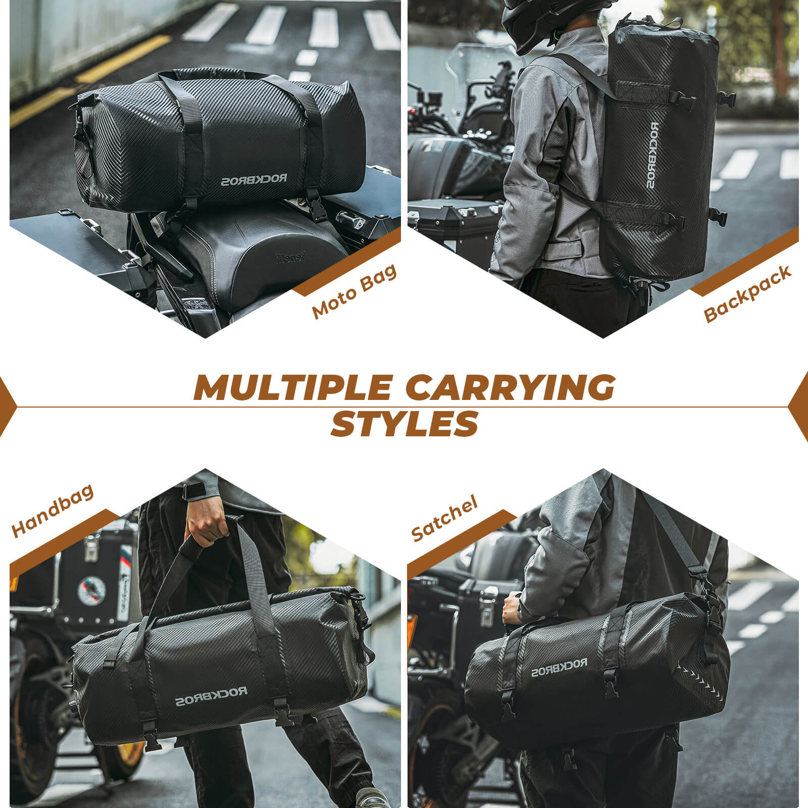 ROCKBROS waterproof motorcycle tail bag for rear seat storage.
#size_20L 48*24*40cm 