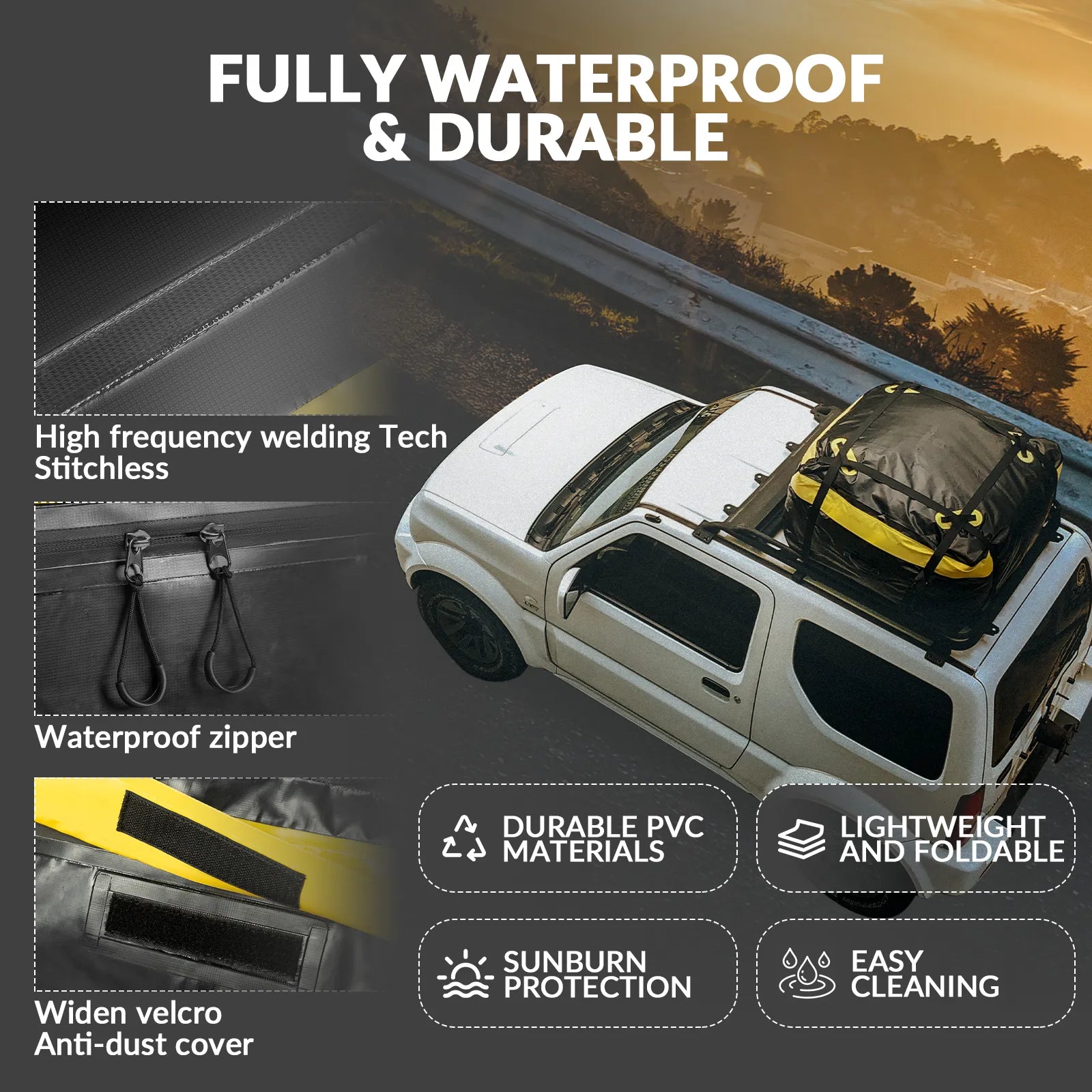 RockBros 300L heavy duty waterproof rooftop cargo bag for car roof storage