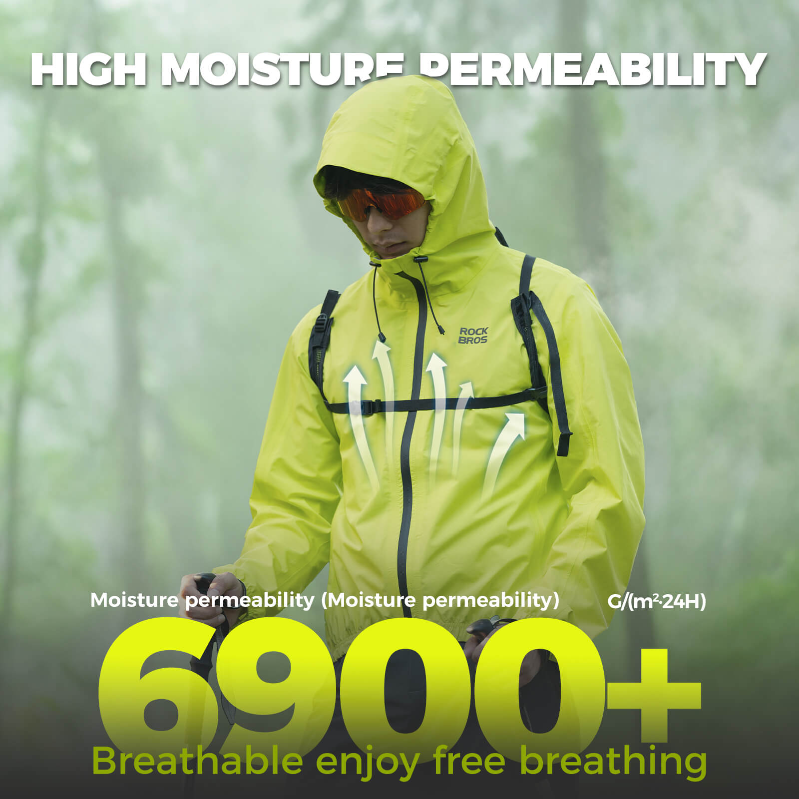 ROCKBROS waterproof unisex cycling jacket for all-weather bike riding
#color_yellow