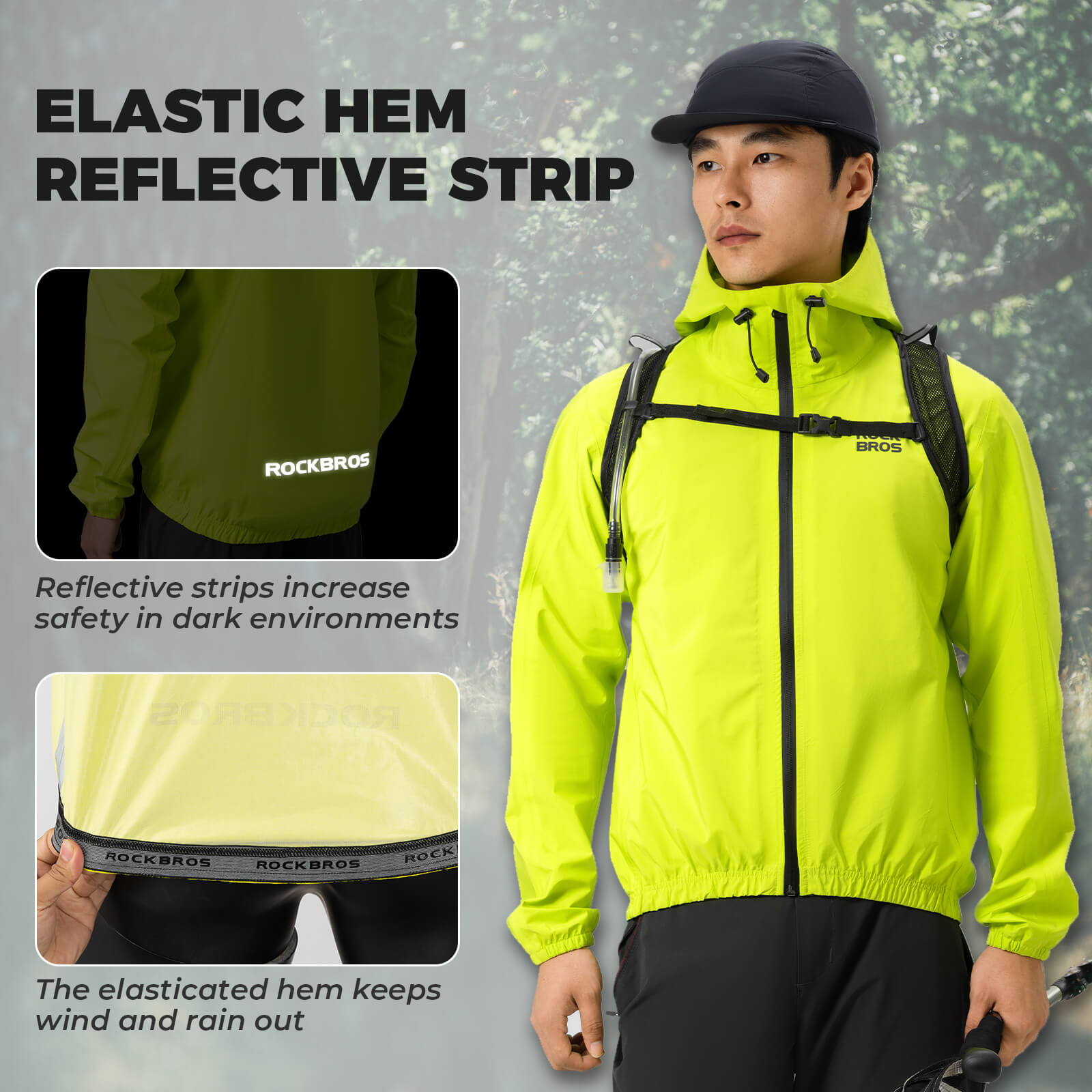 ROCKBROS waterproof unisex cycling jacket for all-weather bike riding
#color_yellow