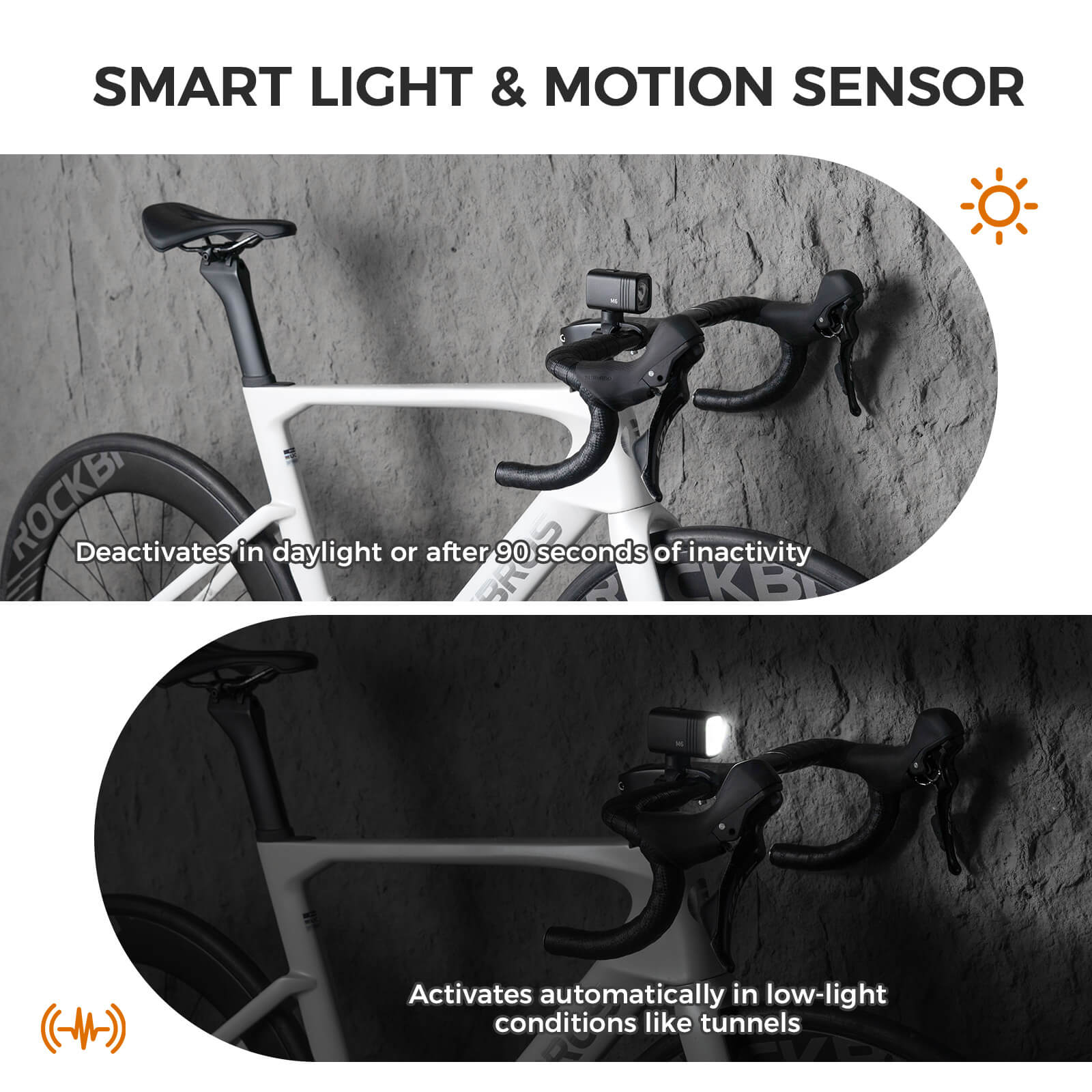 rockbros hanging front bicycle light M6 with high-capacity battery.
#color_pink