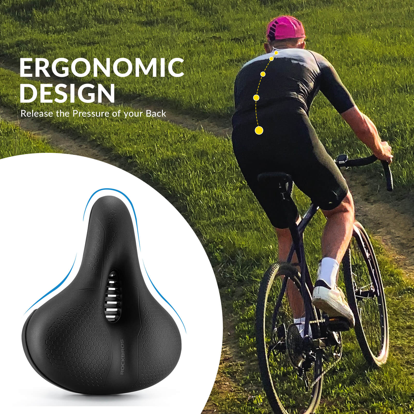 ROCKBROS waterproof hollow bike saddle for mountain biking comfort.
#size_large