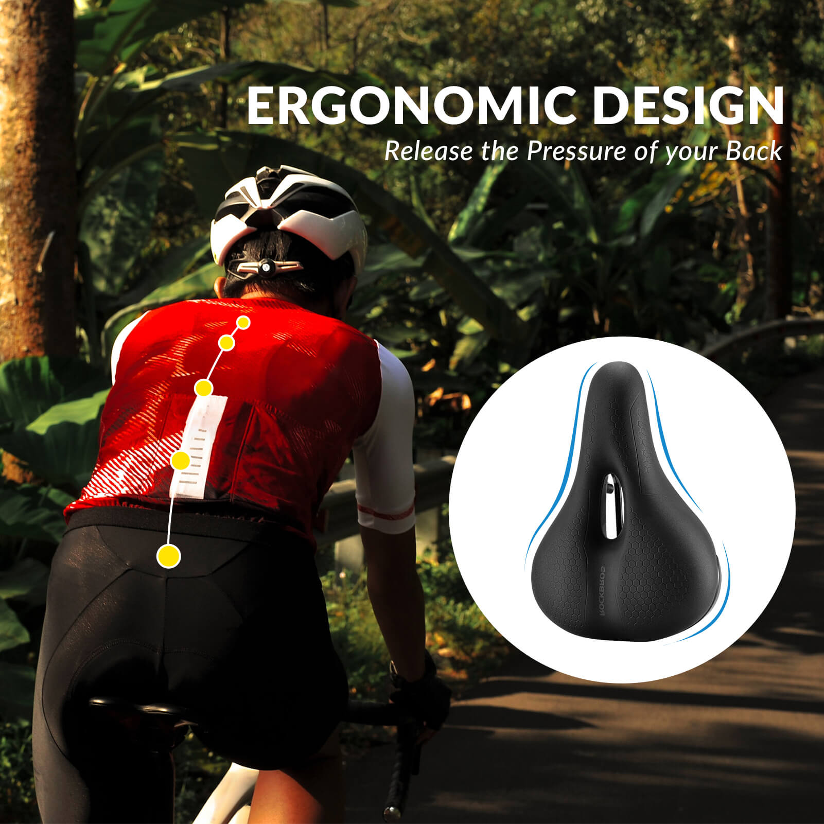 ROCKBROS waterproof hollow bike saddle for mountain biking comfort.
#size_medium