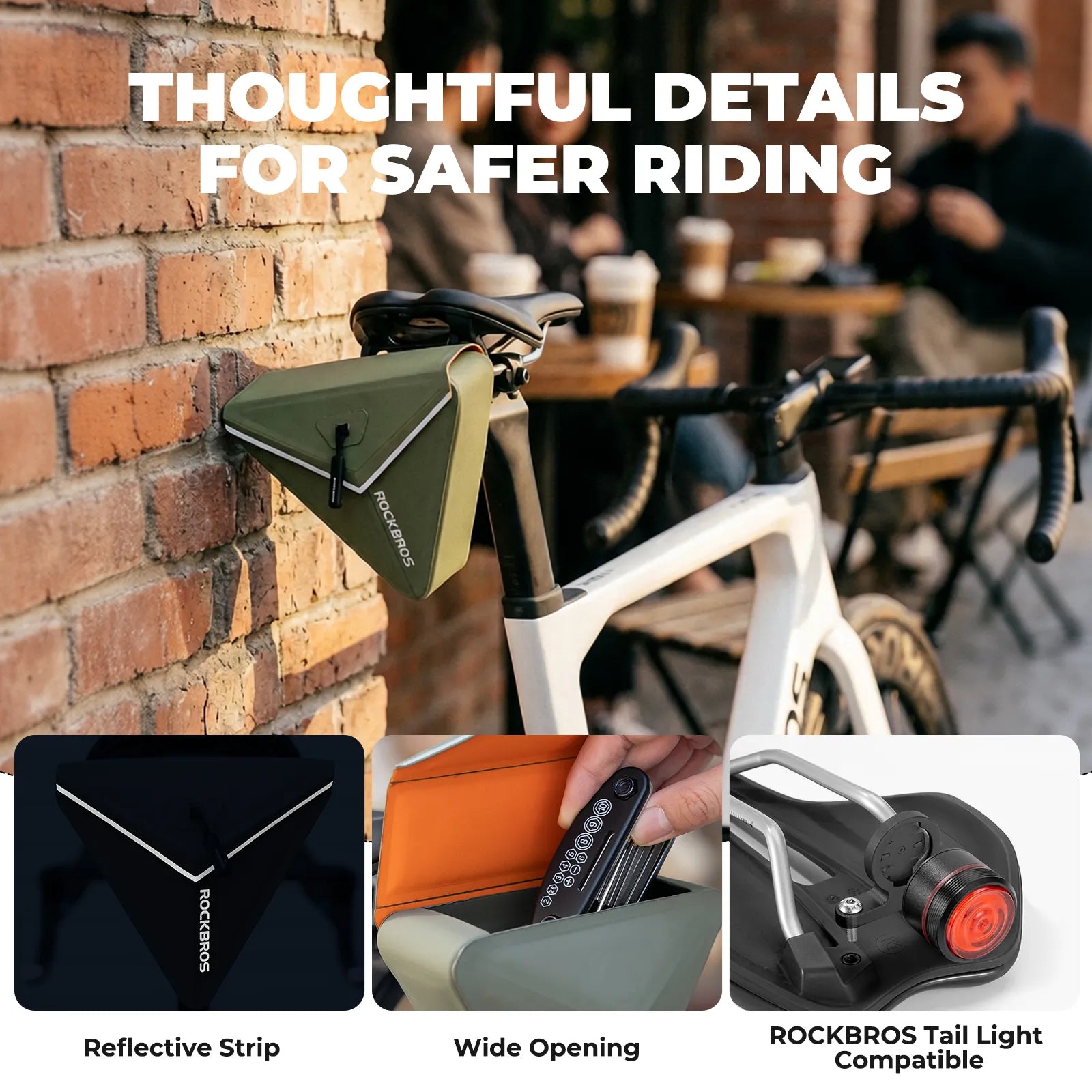 ROCKBROS Waterproof Triangle Bike Saddle Bag 0.6L with Magnetic Quick Release.
#color_black