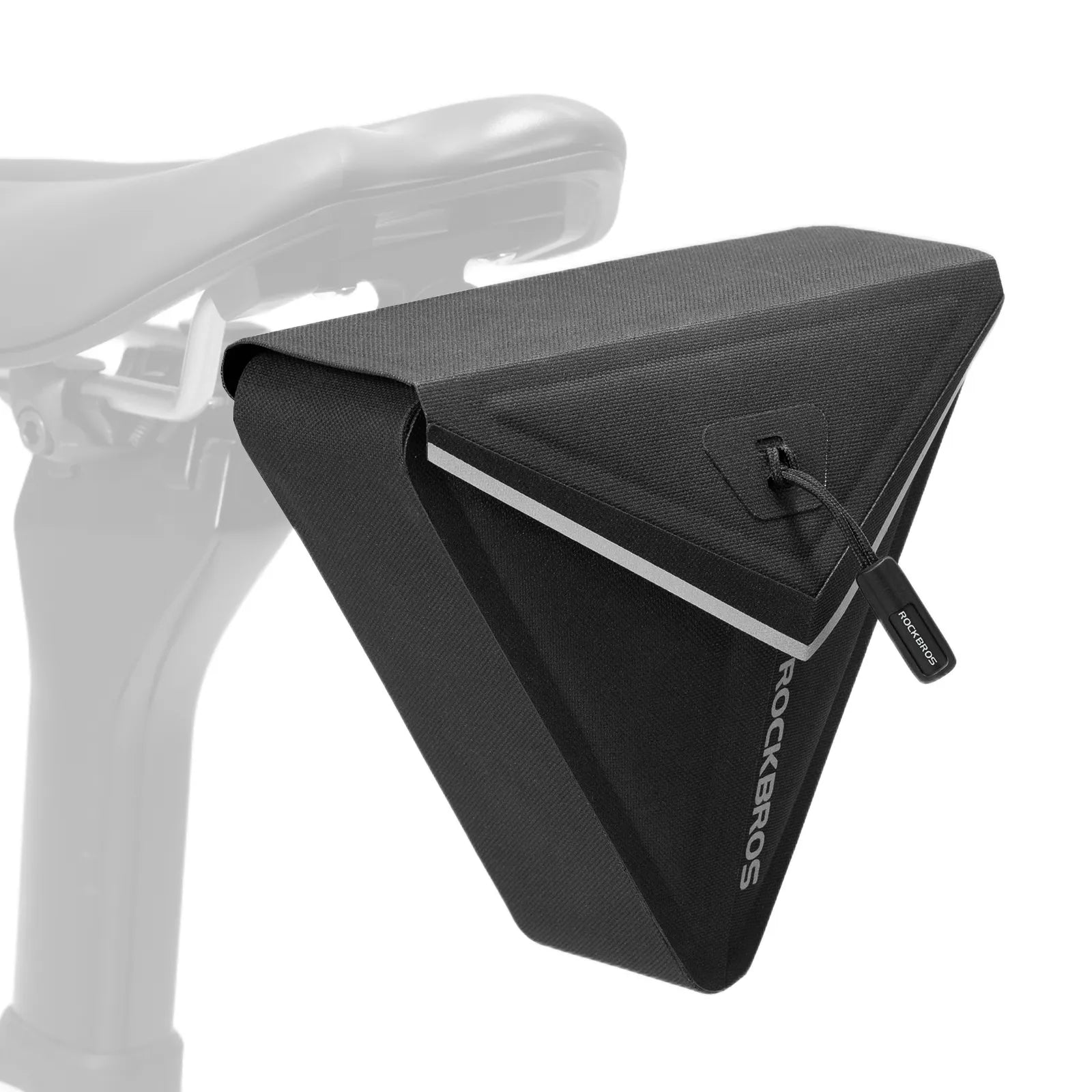 ROCKBROS Waterproof Triangle Bike Saddle Bag 0.6L with Magnetic Quick Release.
#color_black