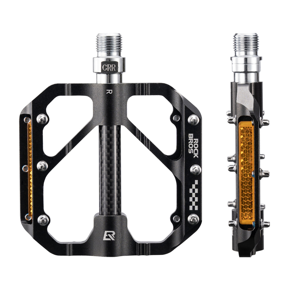 ROCKBROS wide platform aluminium bike pedals with sealed bearings and reflectors