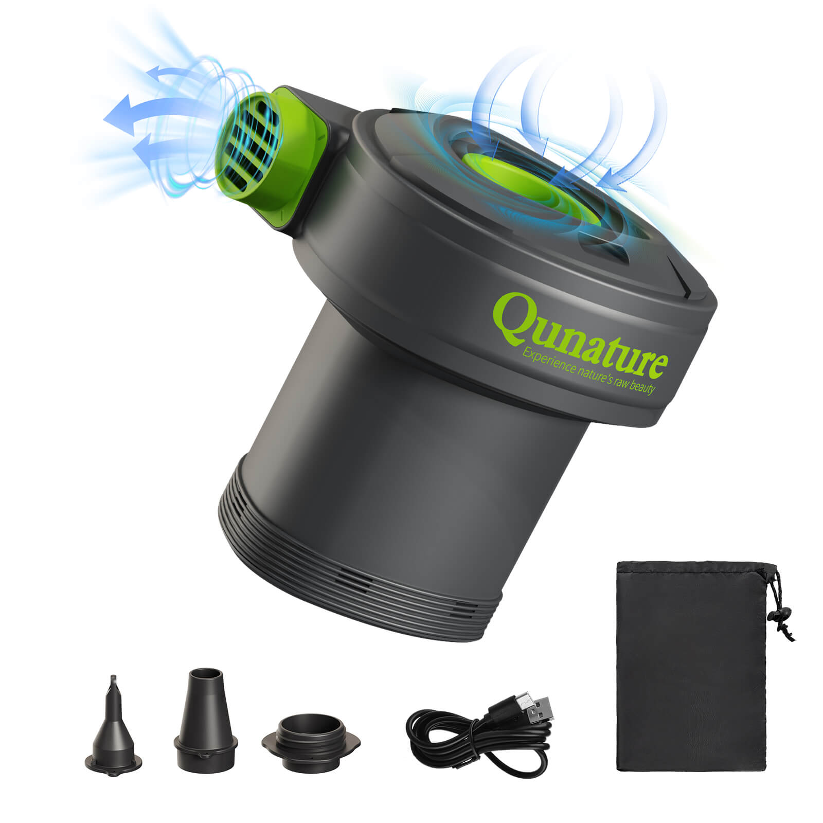 rockbros cordless dual battery electric air pump for outdoor camping and emergency use.