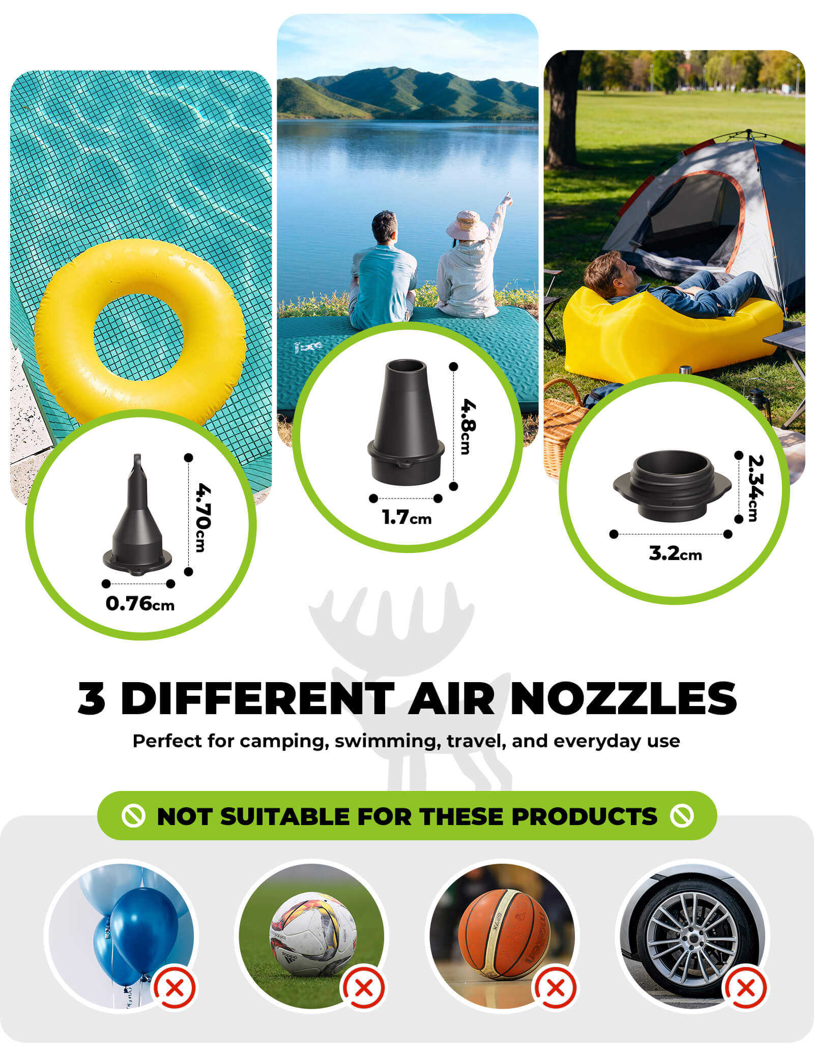 rockbros cordless dual battery electric air pump for outdoor camping and emergency use.
