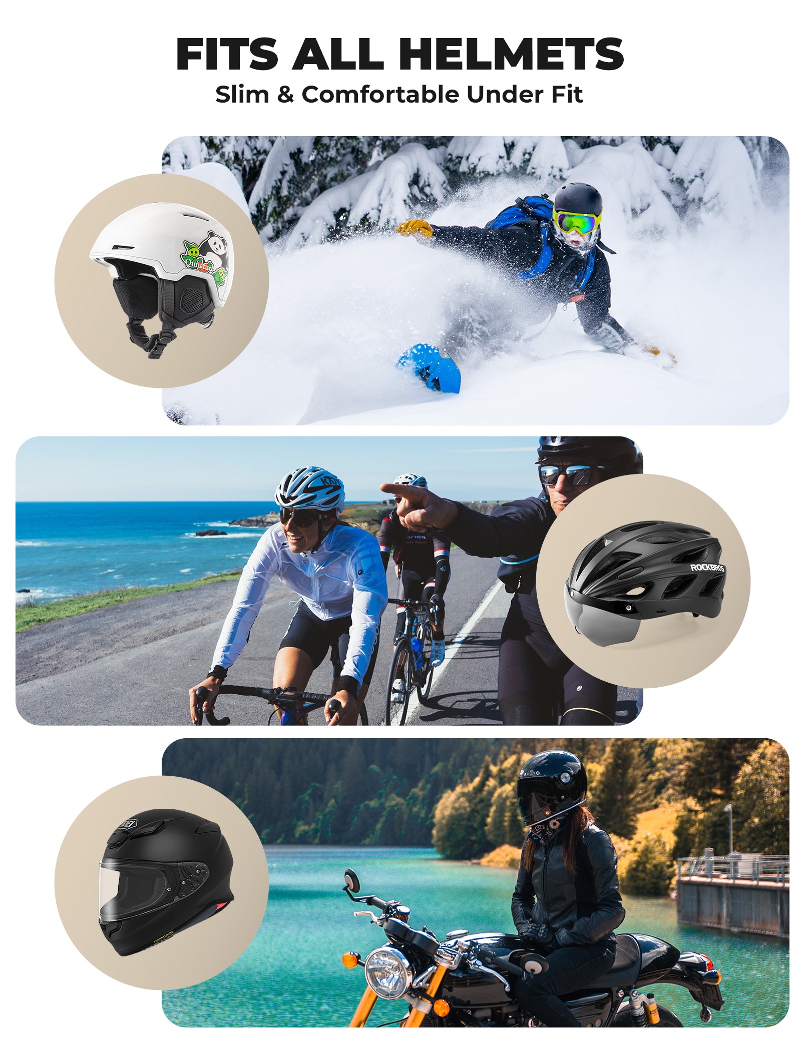 Rockbros Windproof Merino Wool Cycling Cap for Winter Riding.
#color_grey