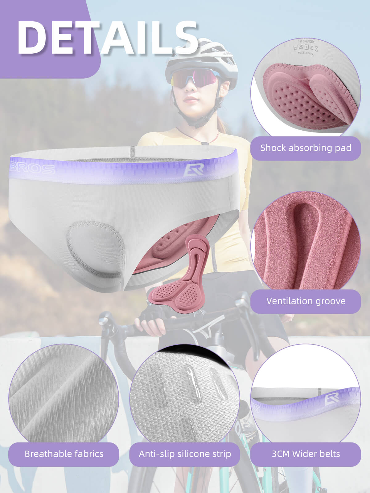 rockbros women padded cycling shorts for comfortable riding.
#color_grey
