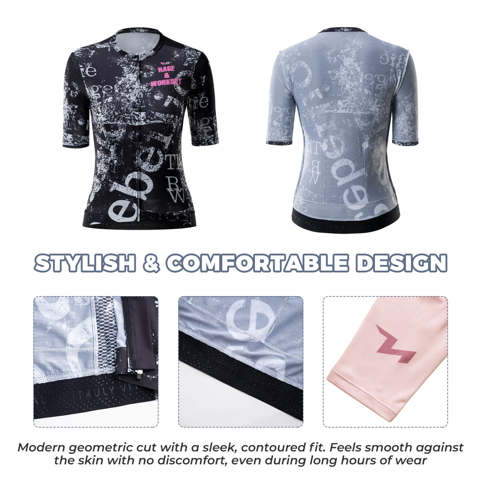 rockbros women’s quick-dry cycling jersey for summer riding.
#color_black