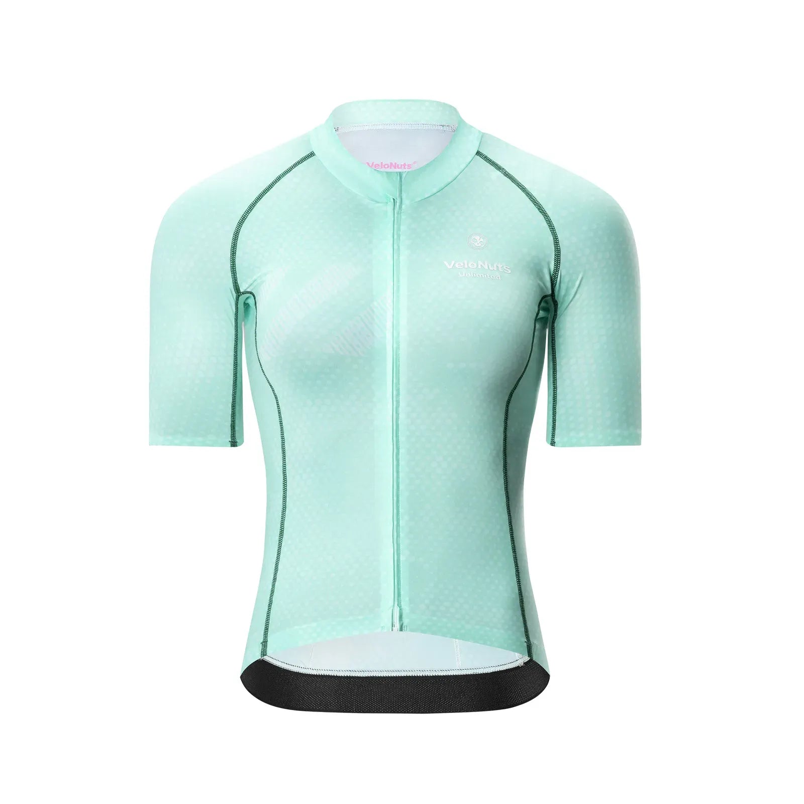 Rockbros Women's Short Sleeve Cycling Jersey in Iguana green pattern - Front view.
#color_light green