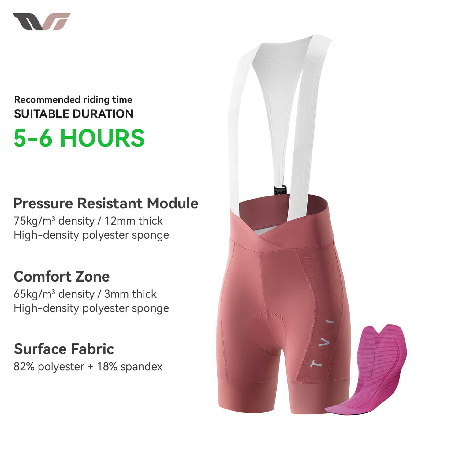 rockbros women’s summer cycling bib shorts with magnetic clasp for comfort
#color_rose gold
