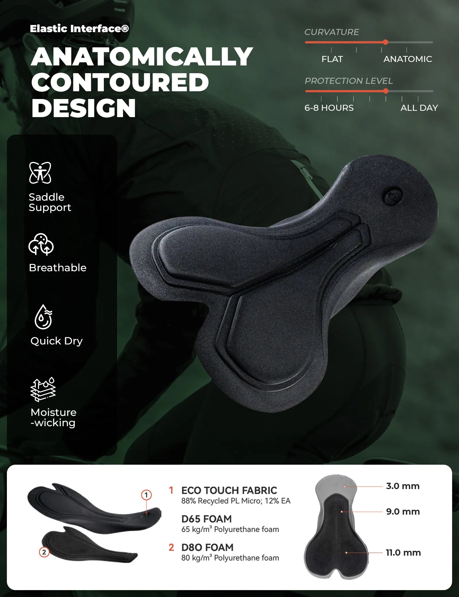 ROCKBROS Wright Pro seamless long cycling tights with a breathable second-skin fit in black.