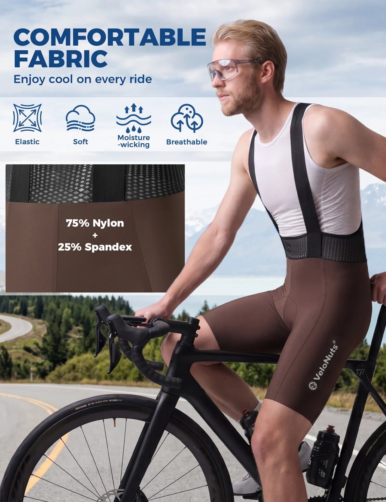 rockbros vns lightweight men’s cycling bib shorts for summer rides.
#color_black