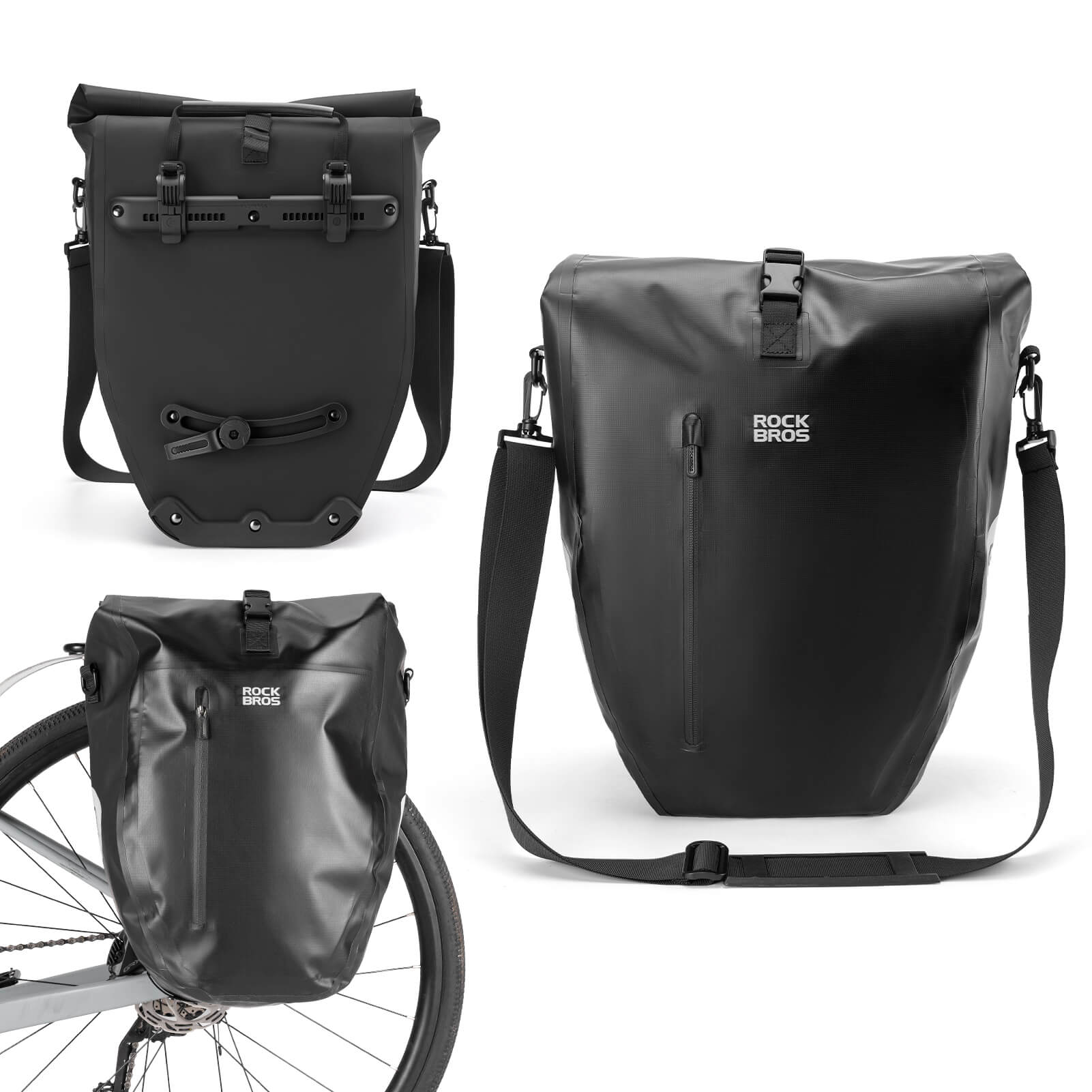 rockbros waterproof bike pannier bag 20l in black 
#Color_Black