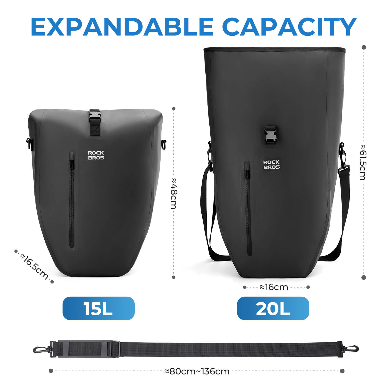rockbros waterproof bike pannier bag 20l in black 
#Color_Black