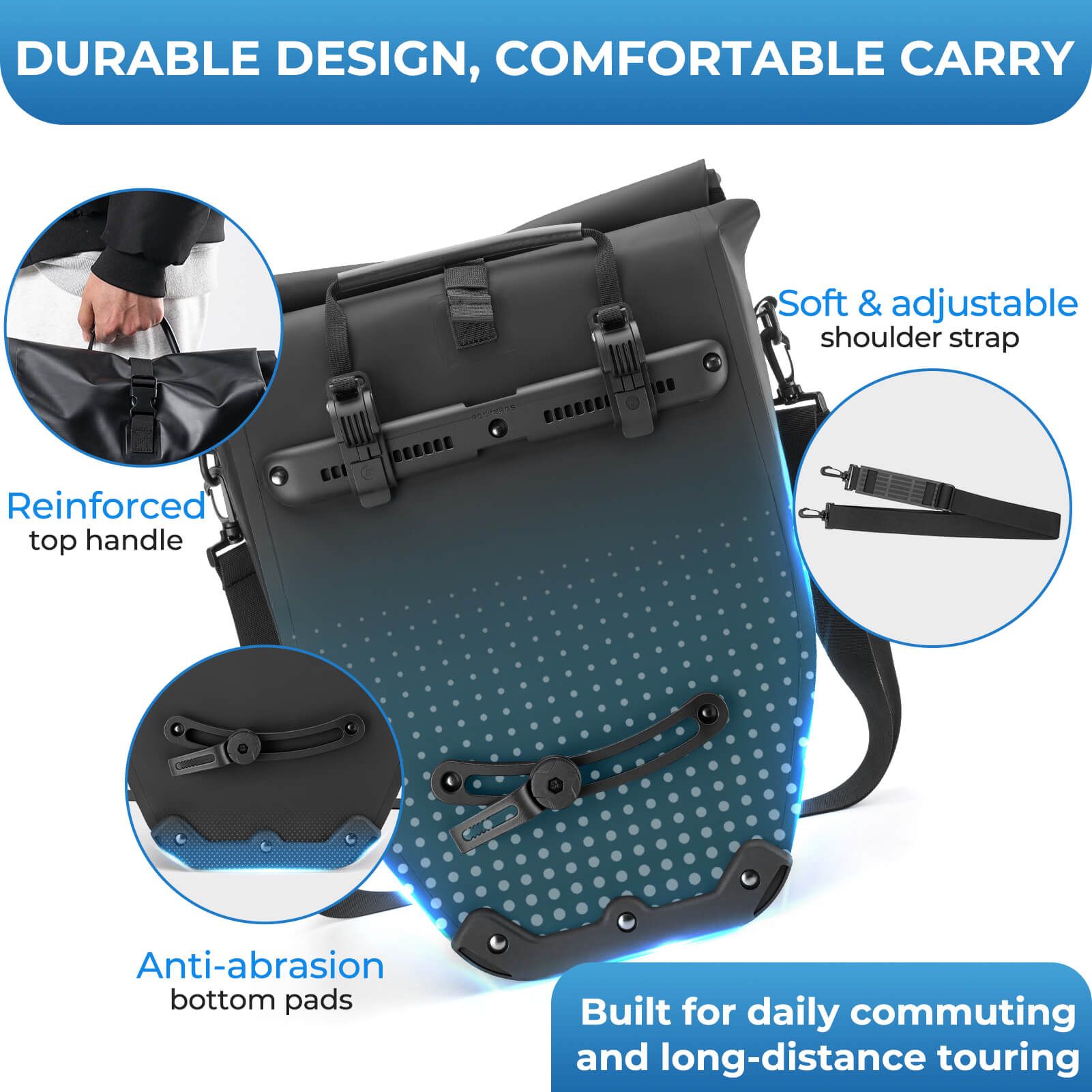 rockbros waterproof bike pannier bag 20l in black 
#Color_Black